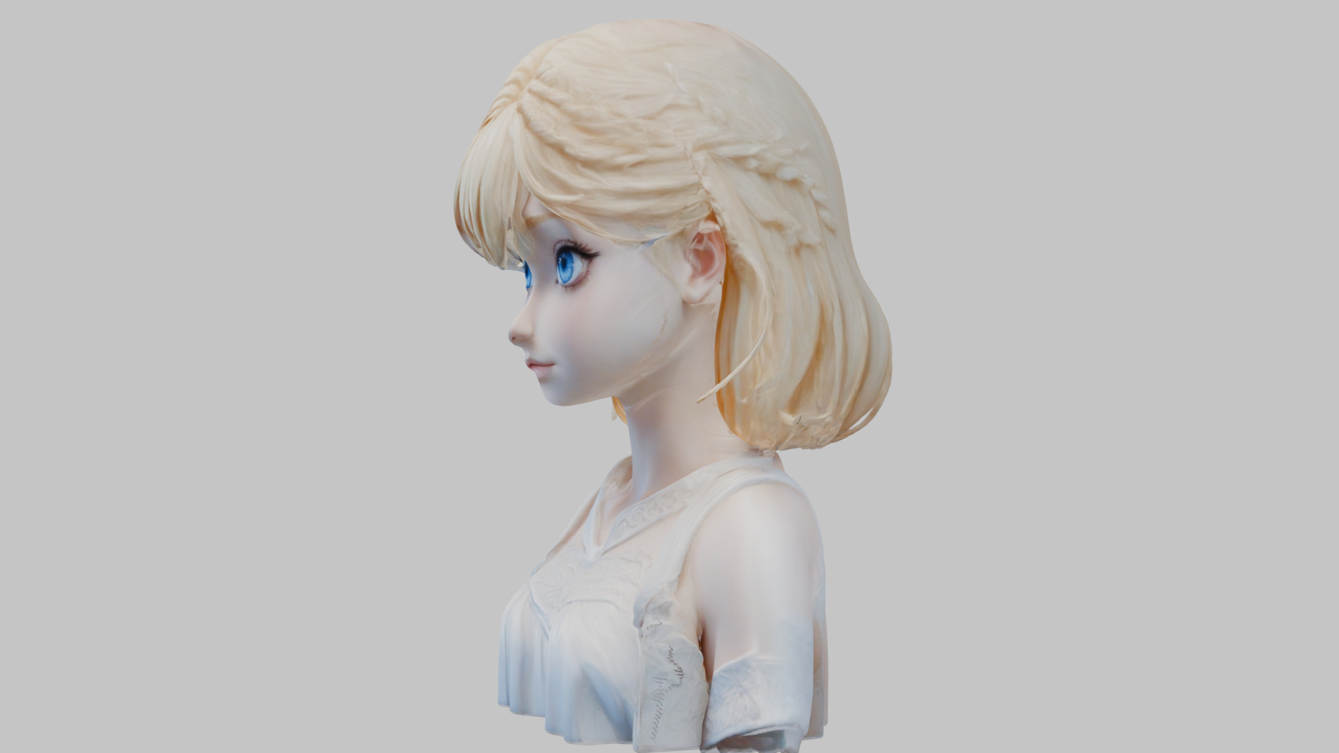 Child Anime Girl Realistic Head and Body Bust  2 Pack Low-poly 3D model_6