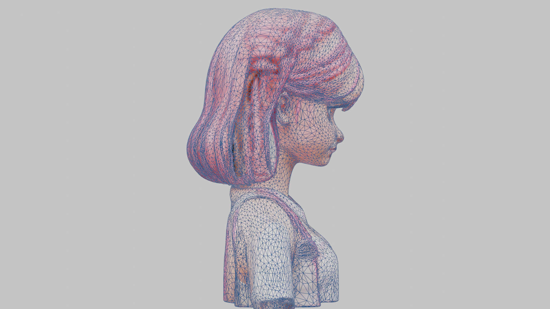 Child Anime Girl Realistic Head and Body Bust  2 Pack Low-poly 3D model_53