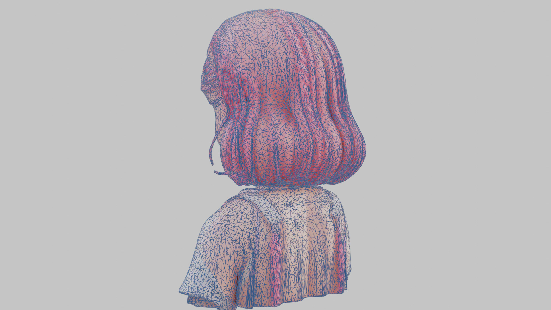 Child Anime Girl Realistic Head and Body Bust  2 Pack Low-poly 3D model_59