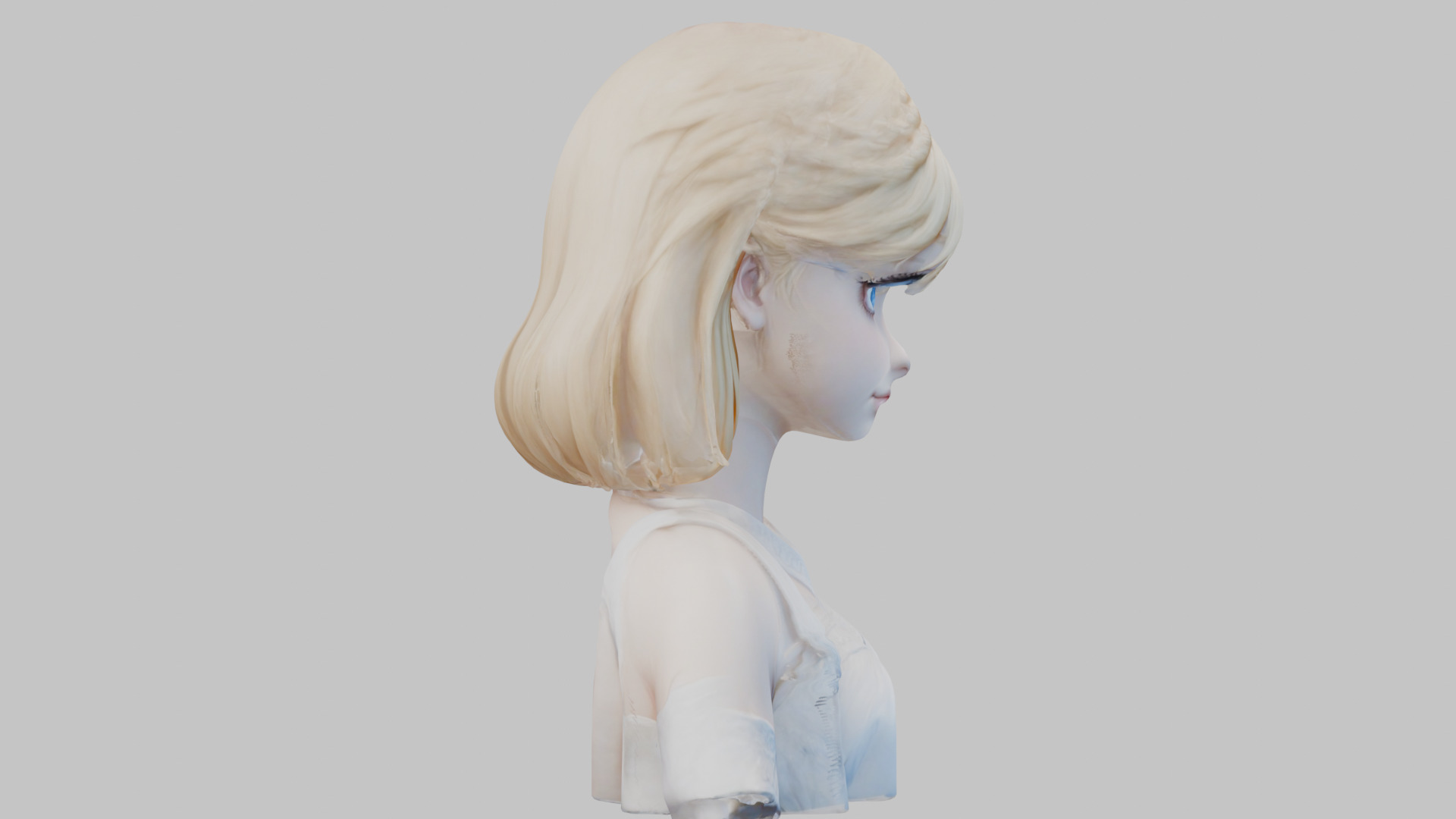 Child Anime Girl Realistic Head and Body Bust  2 Pack Low-poly 3D model_12
