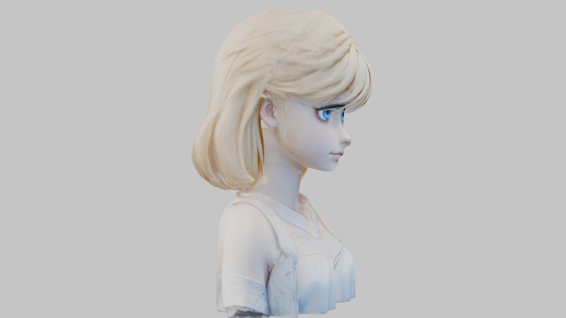 Child Anime Girl Realistic Head and Body Bust  2 Pack Low-poly 3D model_11