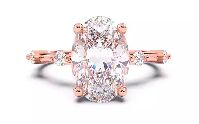 Oval Diamond Solitaire Ring 3D print model 3D print model