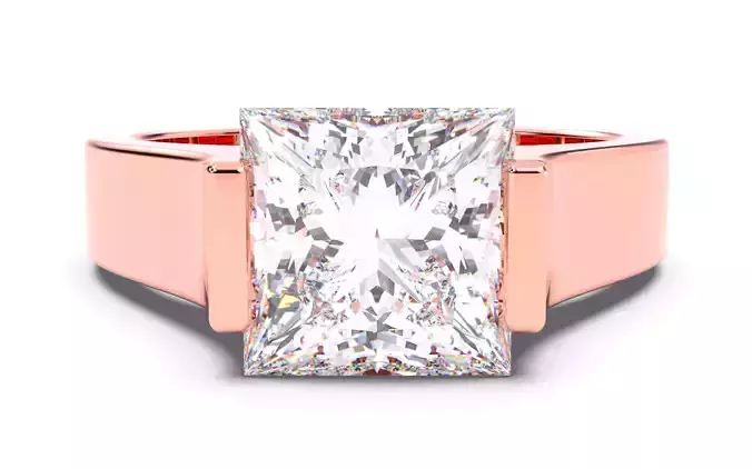 Princess Diamond Tension Setting Solitaire Ring  3D print model