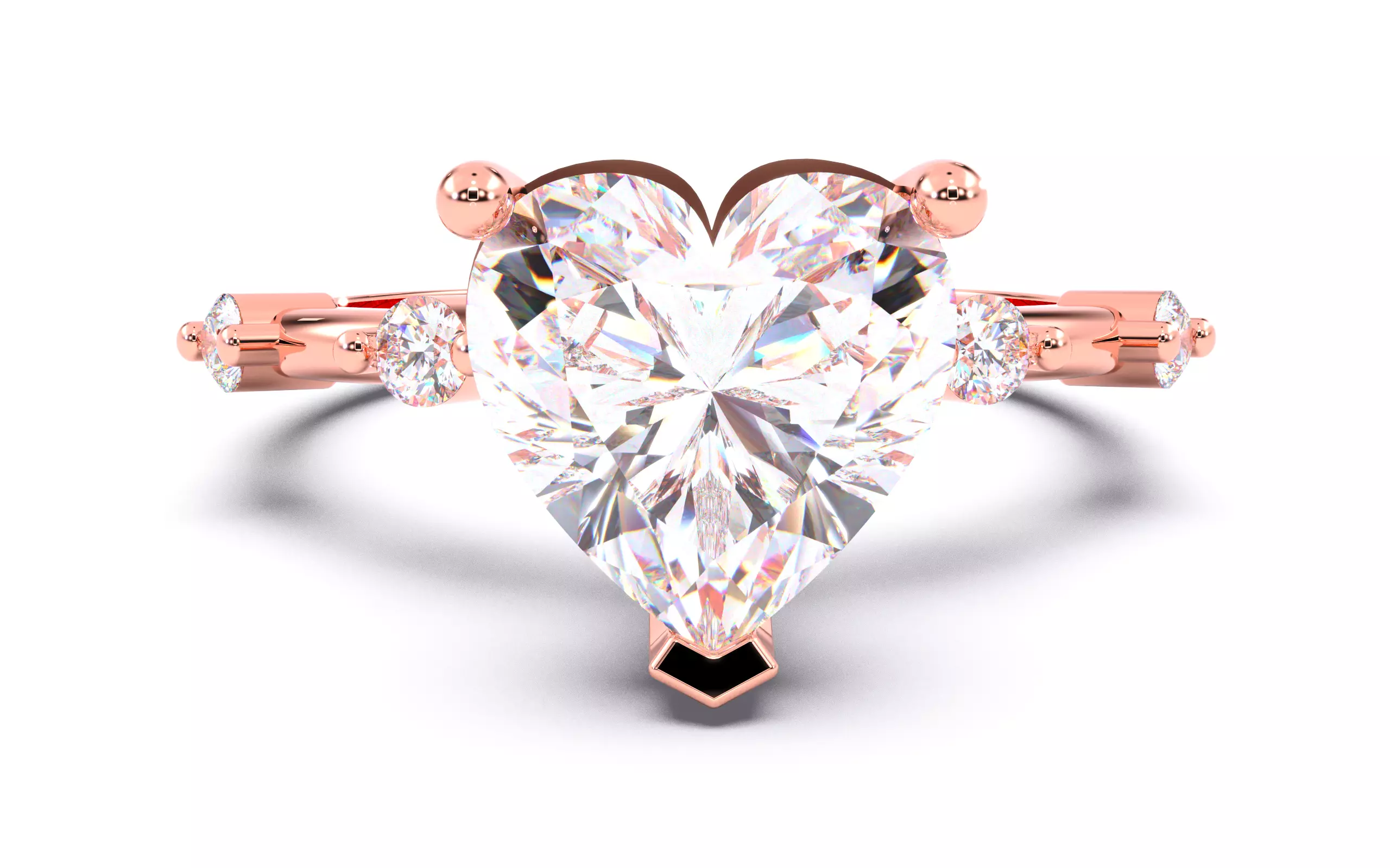 Heart Diamond Solitaire Ring 3D print model 3D print model