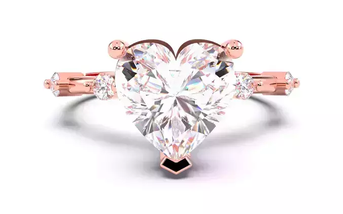 Heart Diamond Solitaire Ring 3D print model 3D print model