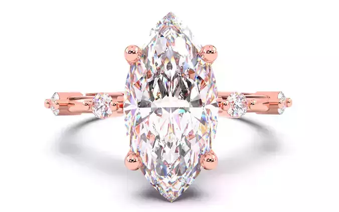 Marquise Diamond Solitaire Ring 3D print model 3D print model