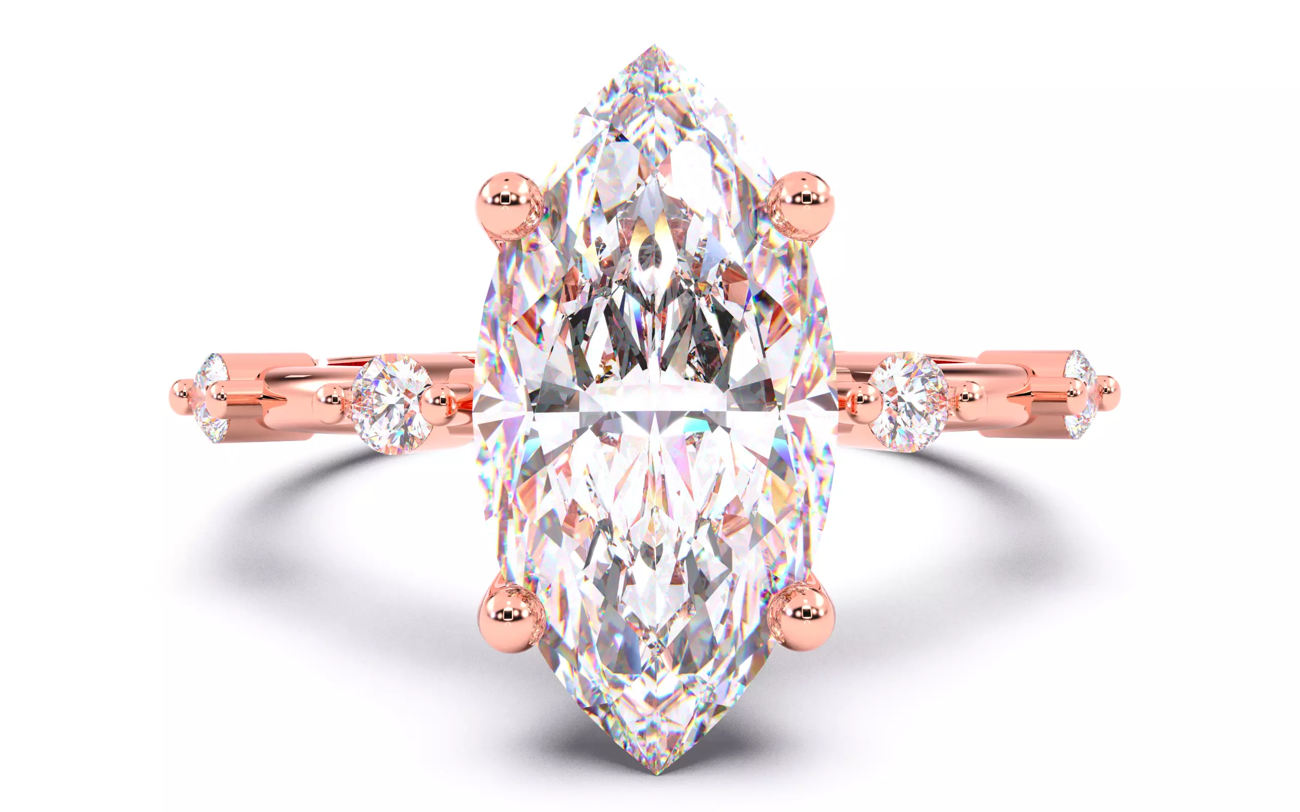 Marquise Diamond Solitaire Ring 3D print model 3D print model