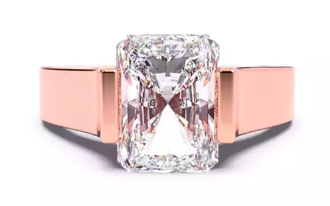 Radiant Diamond Tension Setting Solitaire Ring  3D print model