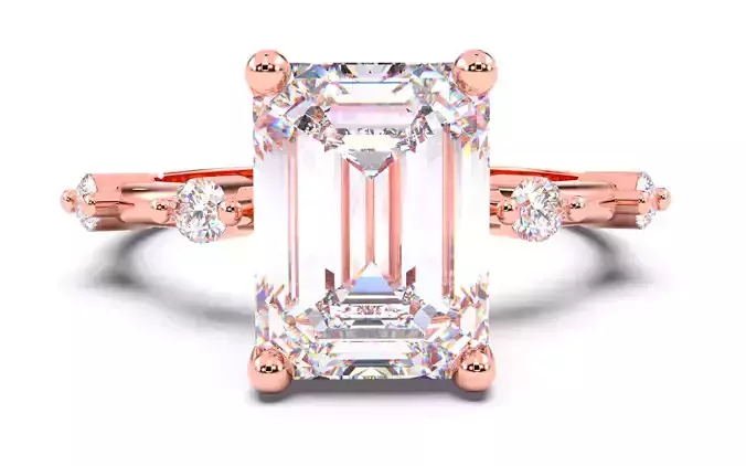 Emerald Diamond Solitaire Ring 3D print model 3D print model