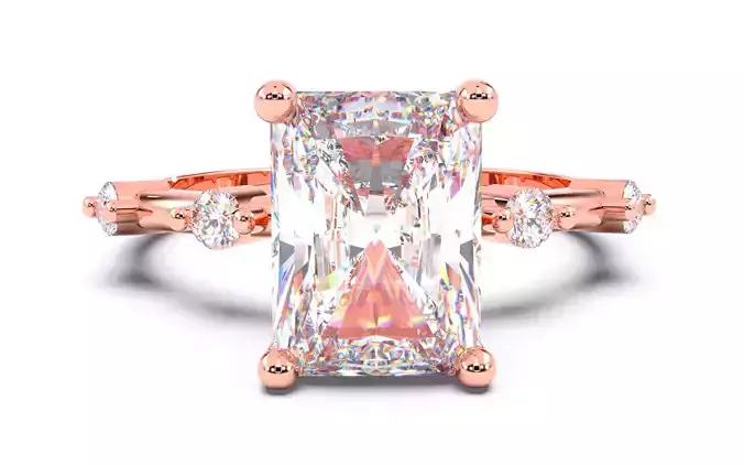 Radiant Diamond Solitaire Ring 3D print model 3D print model