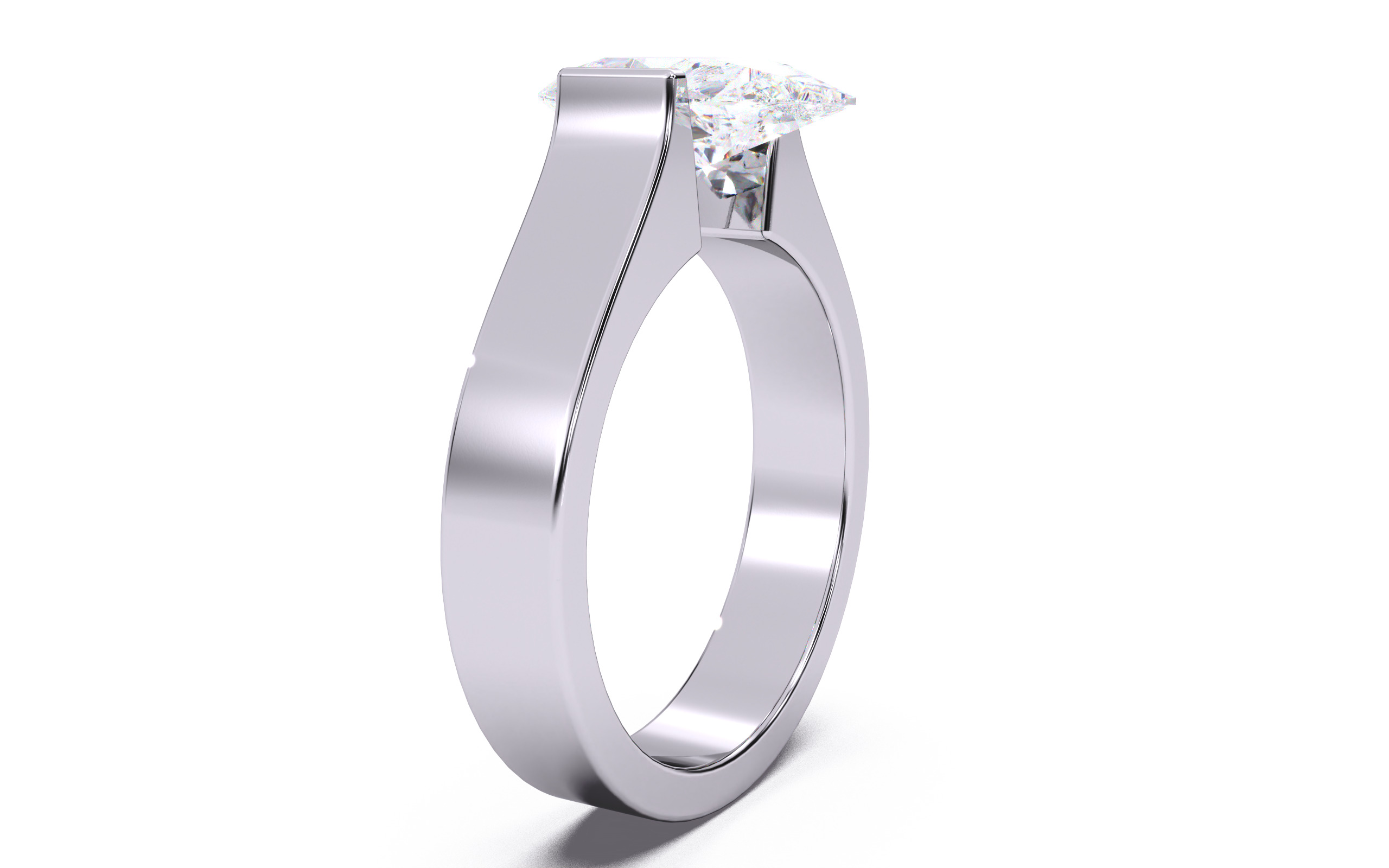 Pear Diamond Tension Setting Solitaire Ring  3D print model_15