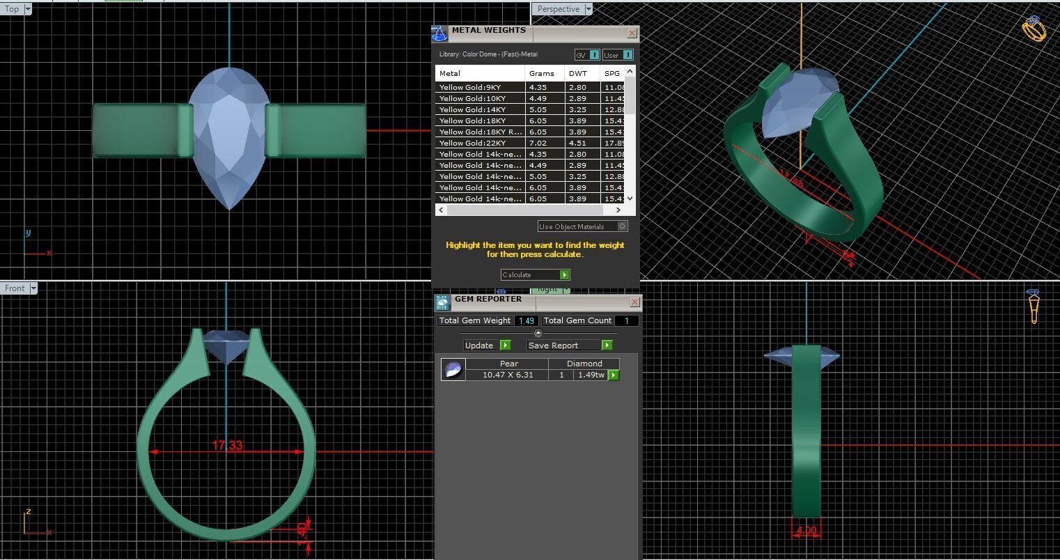 Pear Diamond Tension Setting Solitaire Ring  3D print model_25