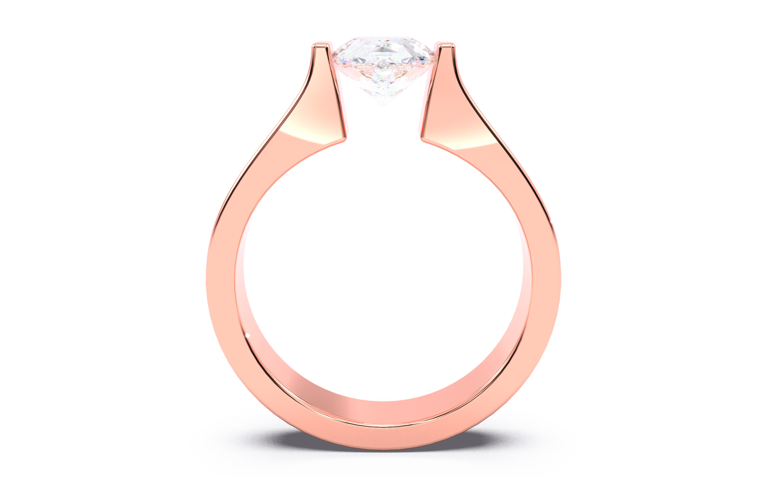 Pear Diamond Tension Setting Solitaire Ring  3D print model_4