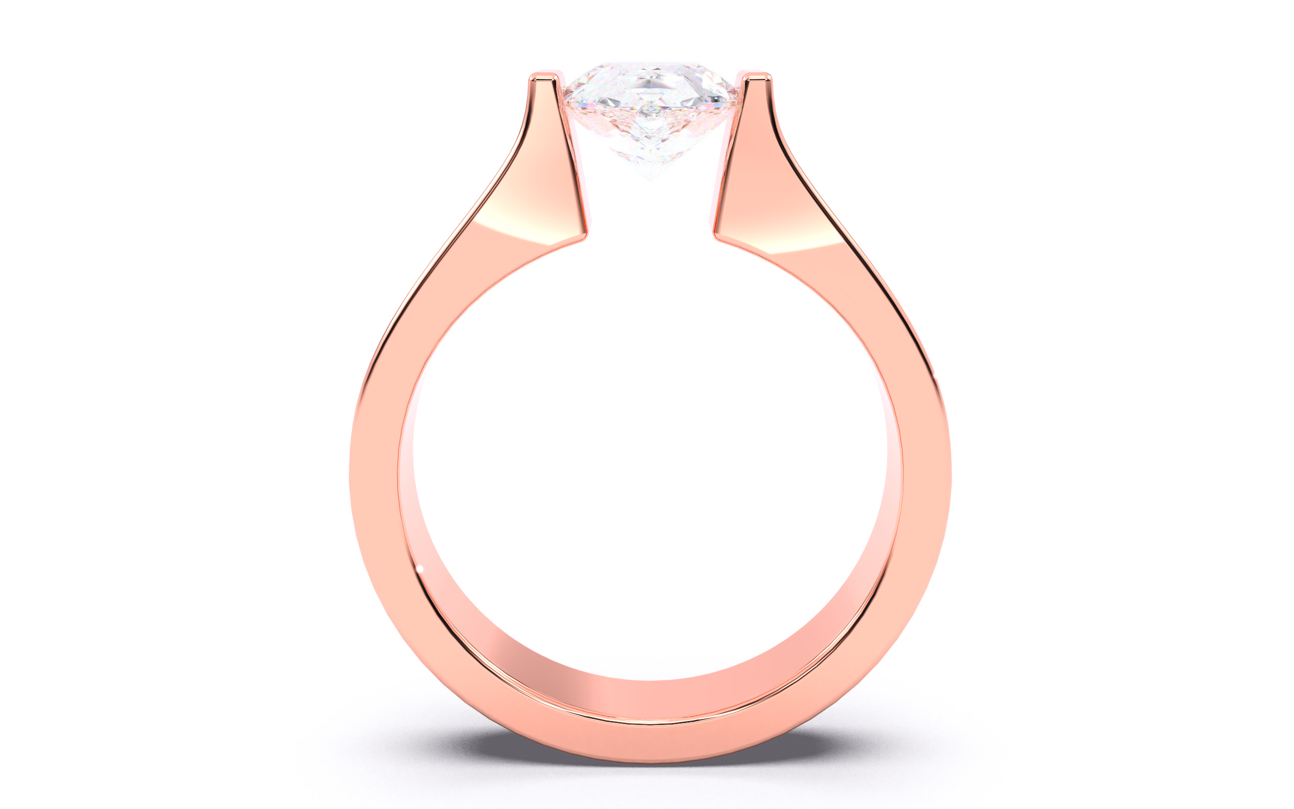 Pear Diamond Tension Setting Solitaire Ring  3D print model_3