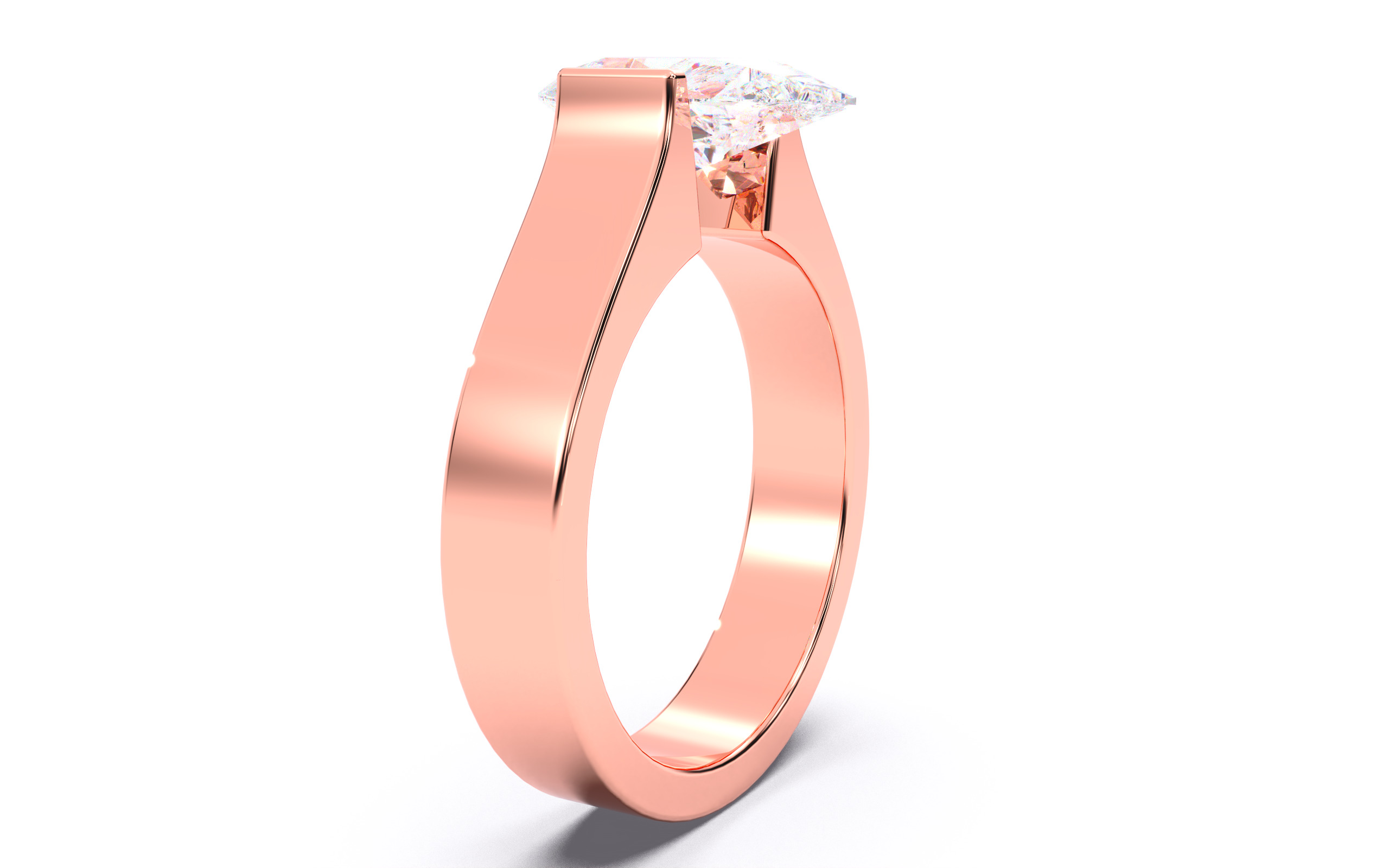 Pear Diamond Tension Setting Solitaire Ring  3D print model_16