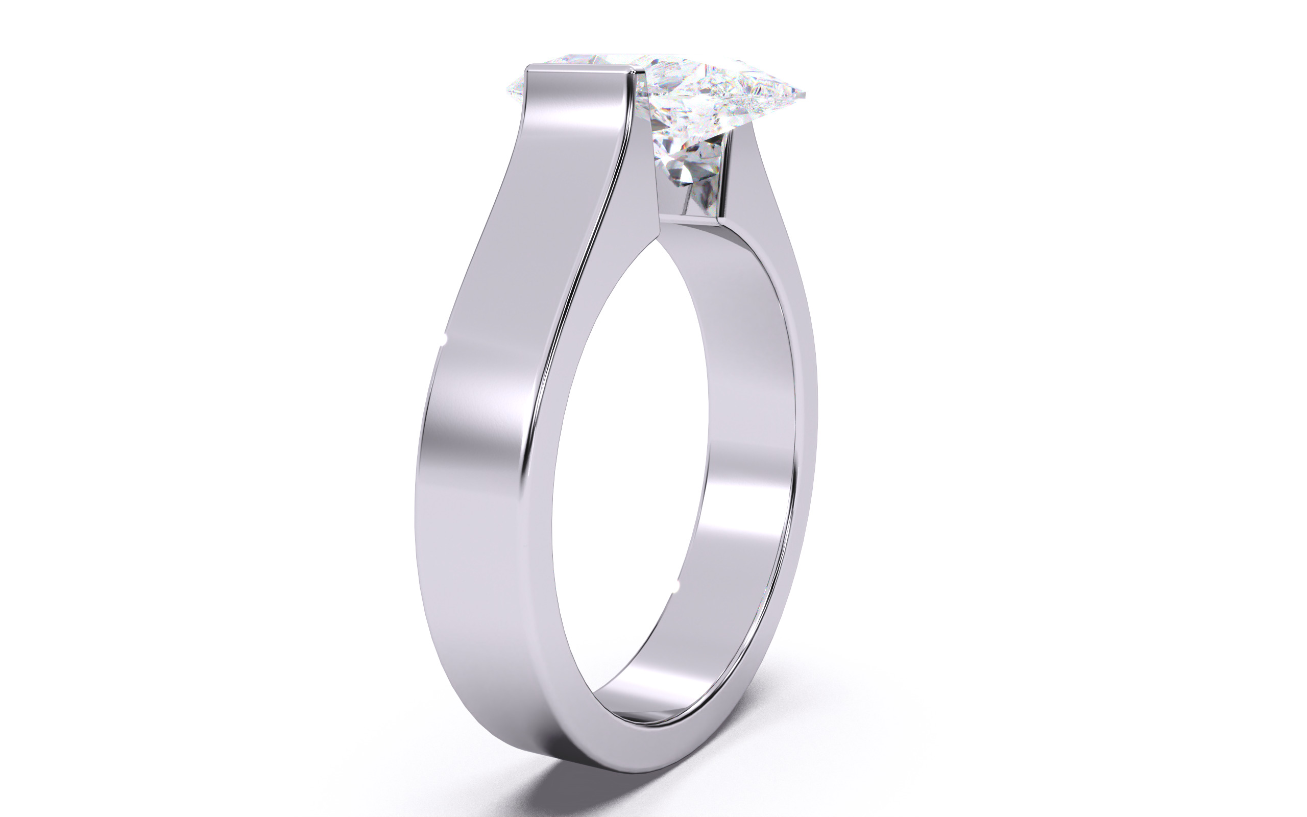 Pear Diamond Tension Setting Solitaire Ring  3D print model_14