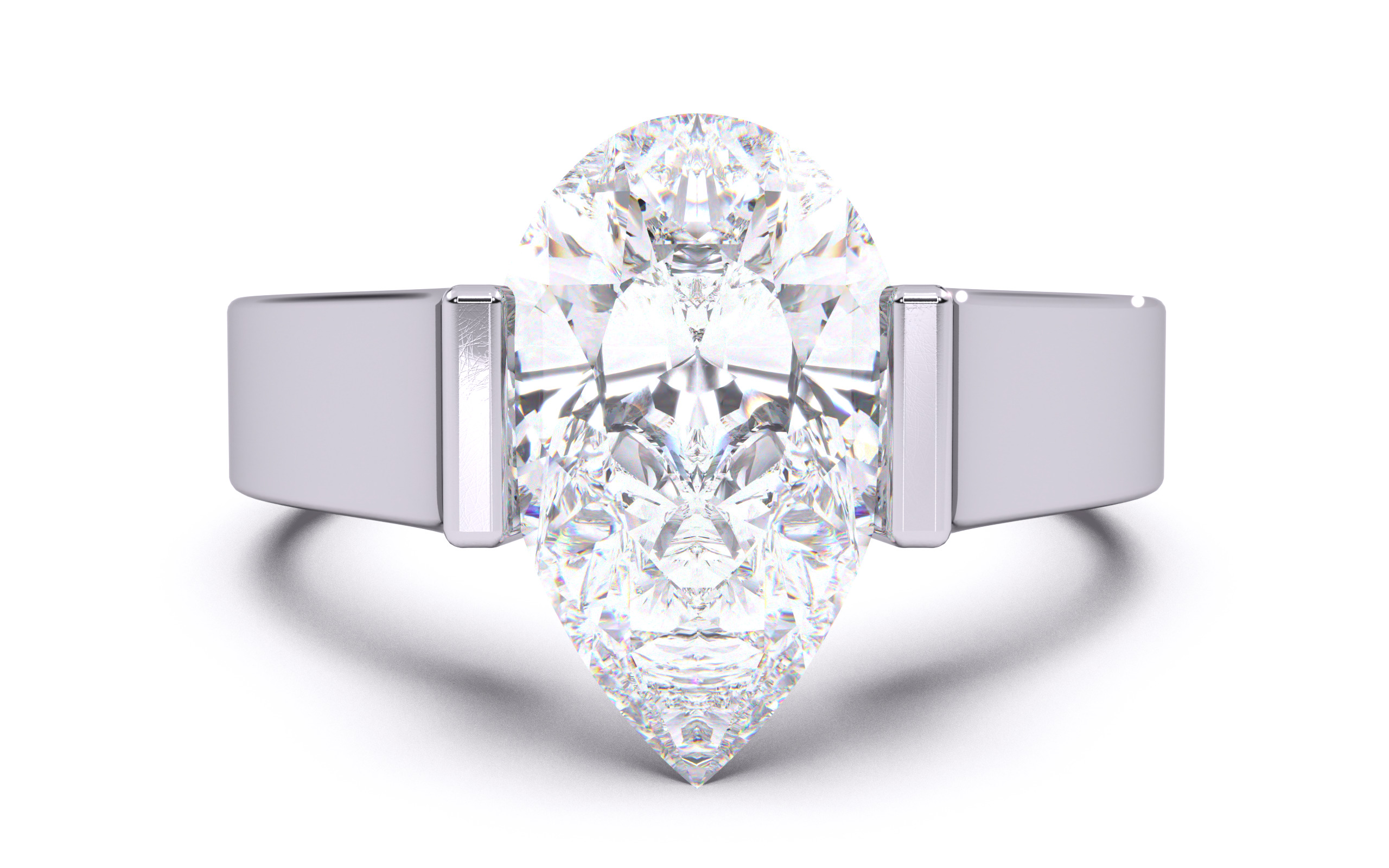 Pear Diamond Tension Setting Solitaire Ring  3D print model_18