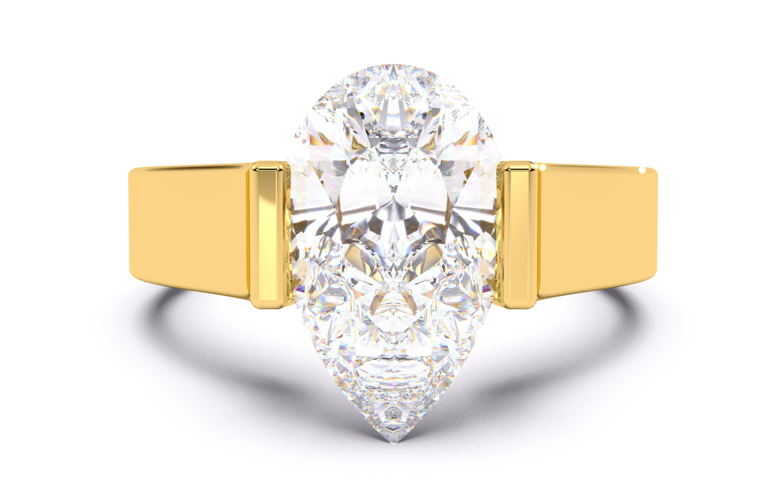 Pear Diamond Tension Setting Solitaire Ring  3D print model_20