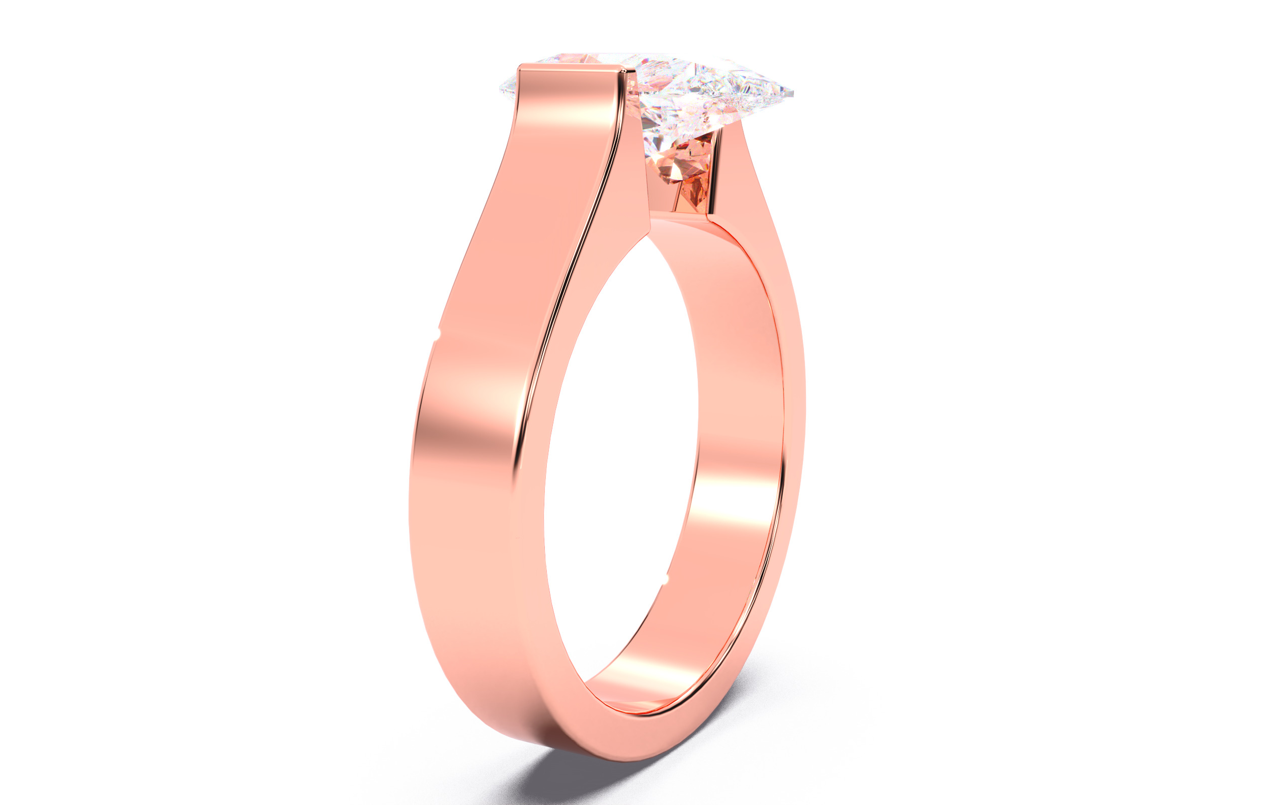 Pear Diamond Tension Setting Solitaire Ring  3D print model_17
