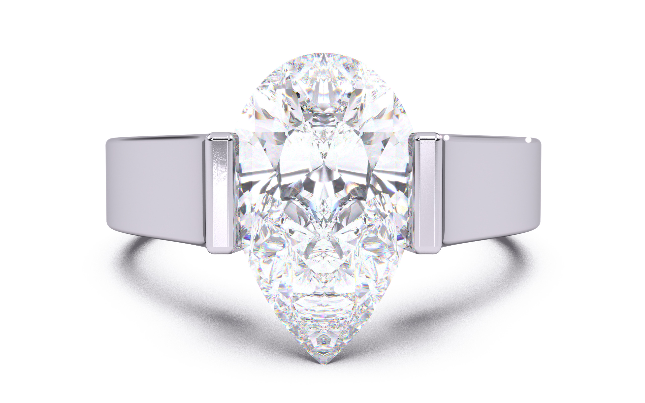Pear Diamond Tension Setting Solitaire Ring  3D print model_19
