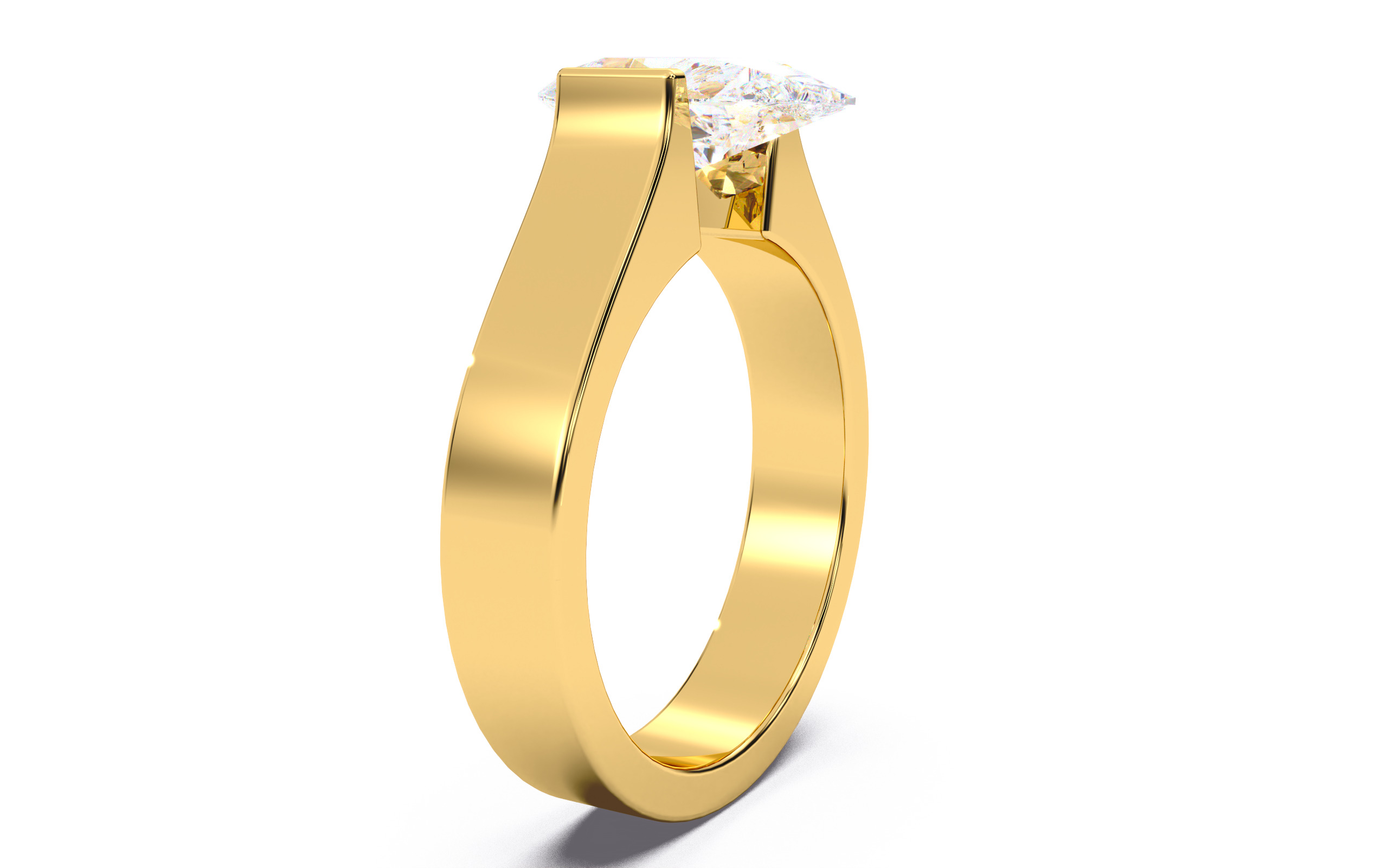 Pear Diamond Tension Setting Solitaire Ring  3D print model_13