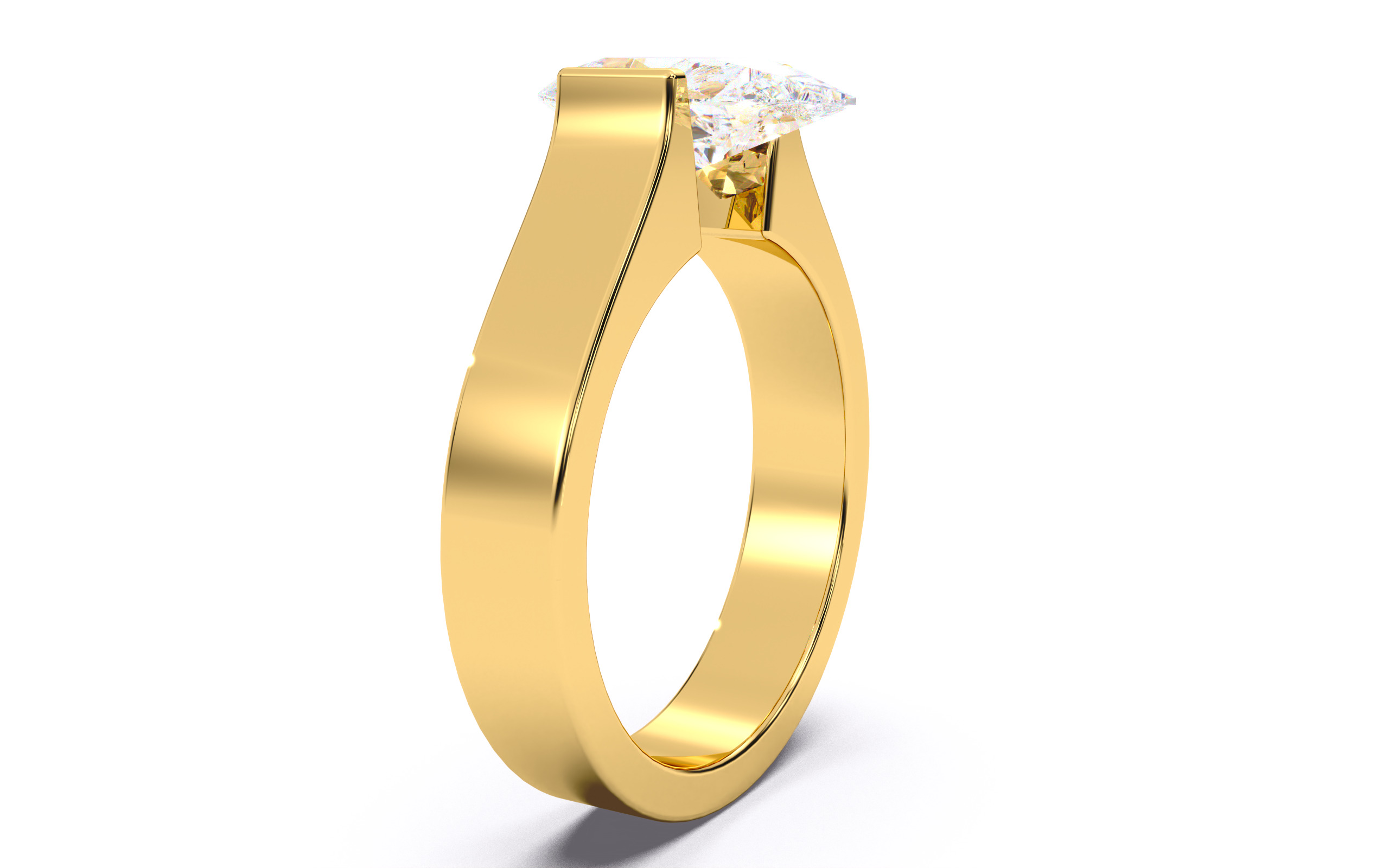 Pear Diamond Tension Setting Solitaire Ring  3D print model_11