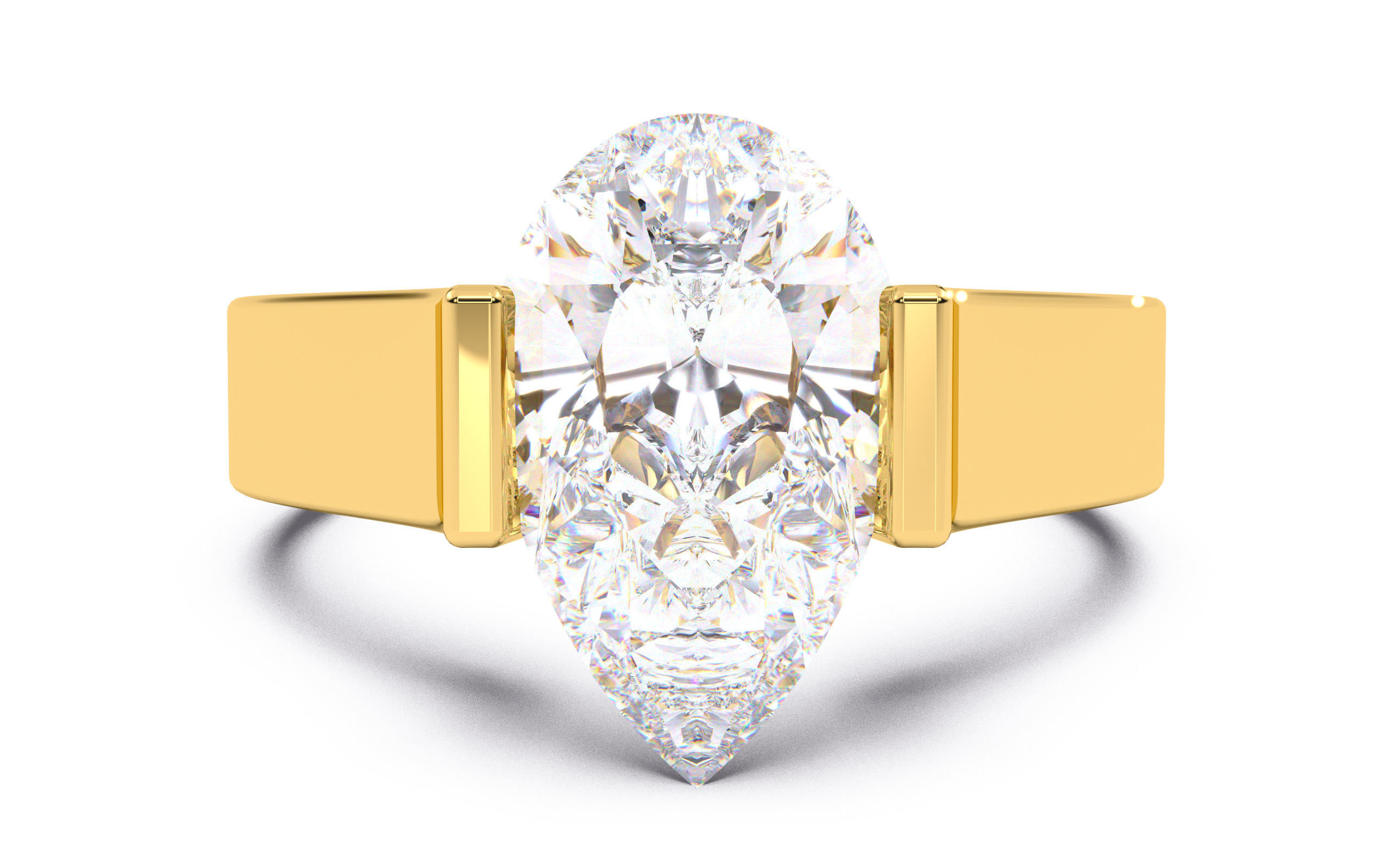 Pear Diamond Tension Setting Solitaire Ring  3D print model_21