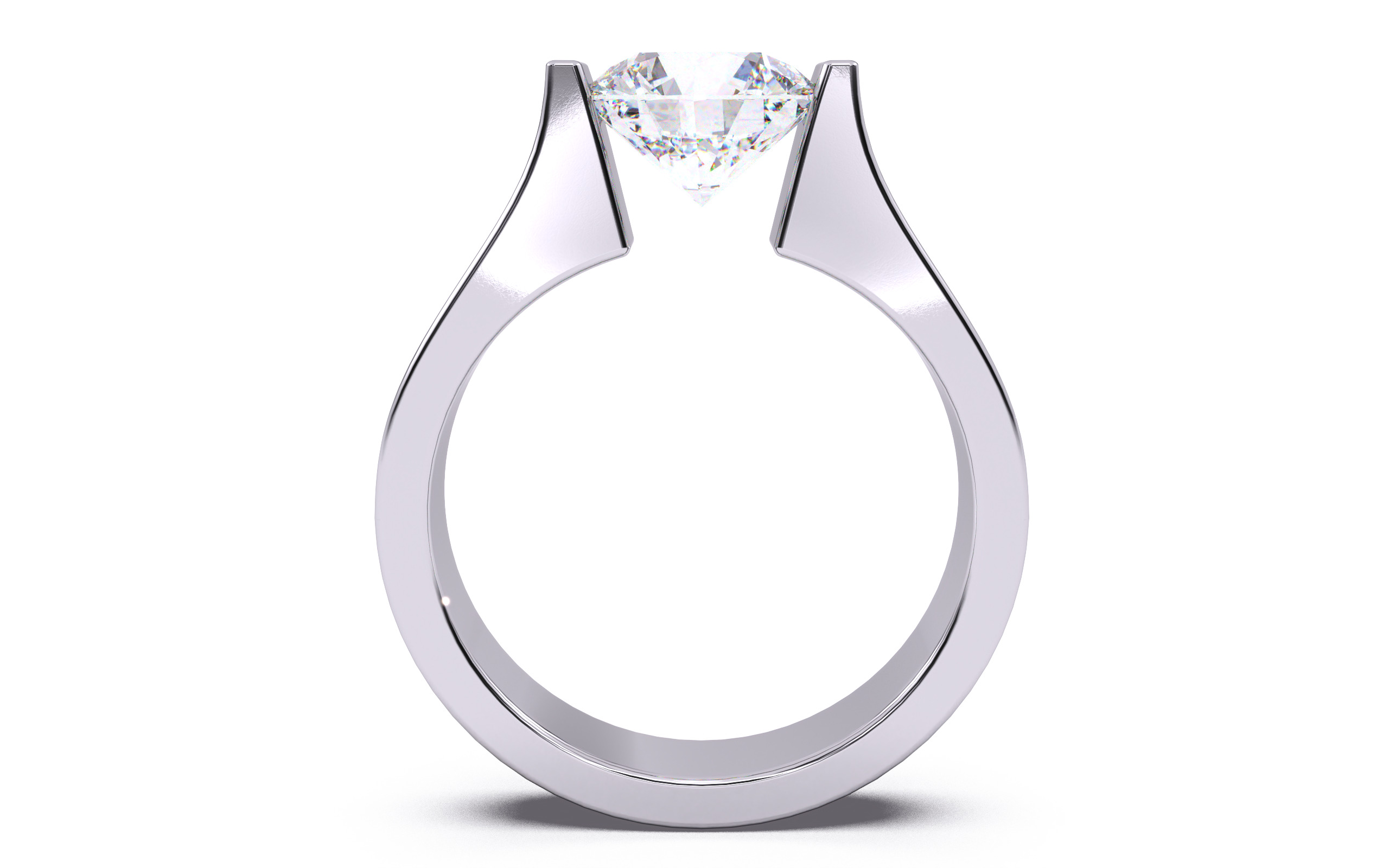Round Diamond Tension Setting Solitaire Ring  3D print model_2