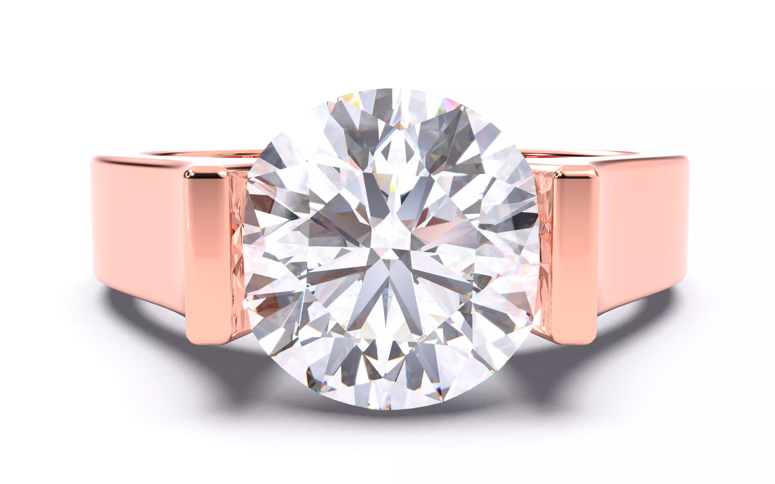 Round Diamond Tension Setting Solitaire Ring  3D print model_0
