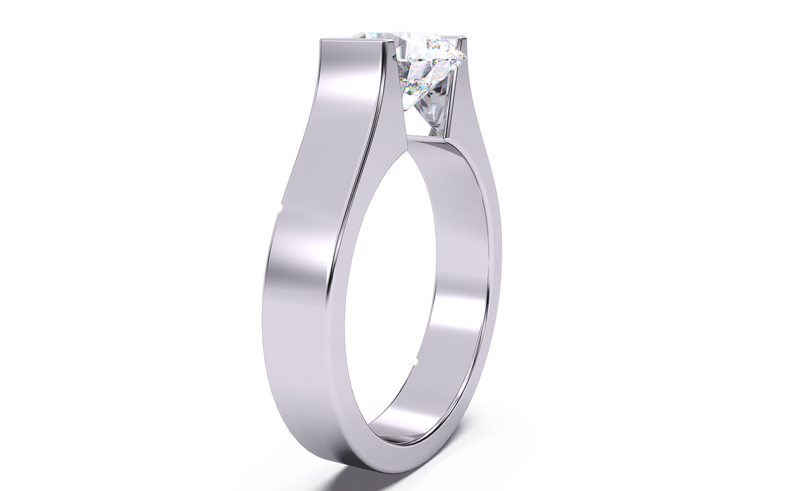 Round Diamond Tension Setting Solitaire Ring  3D print model_15