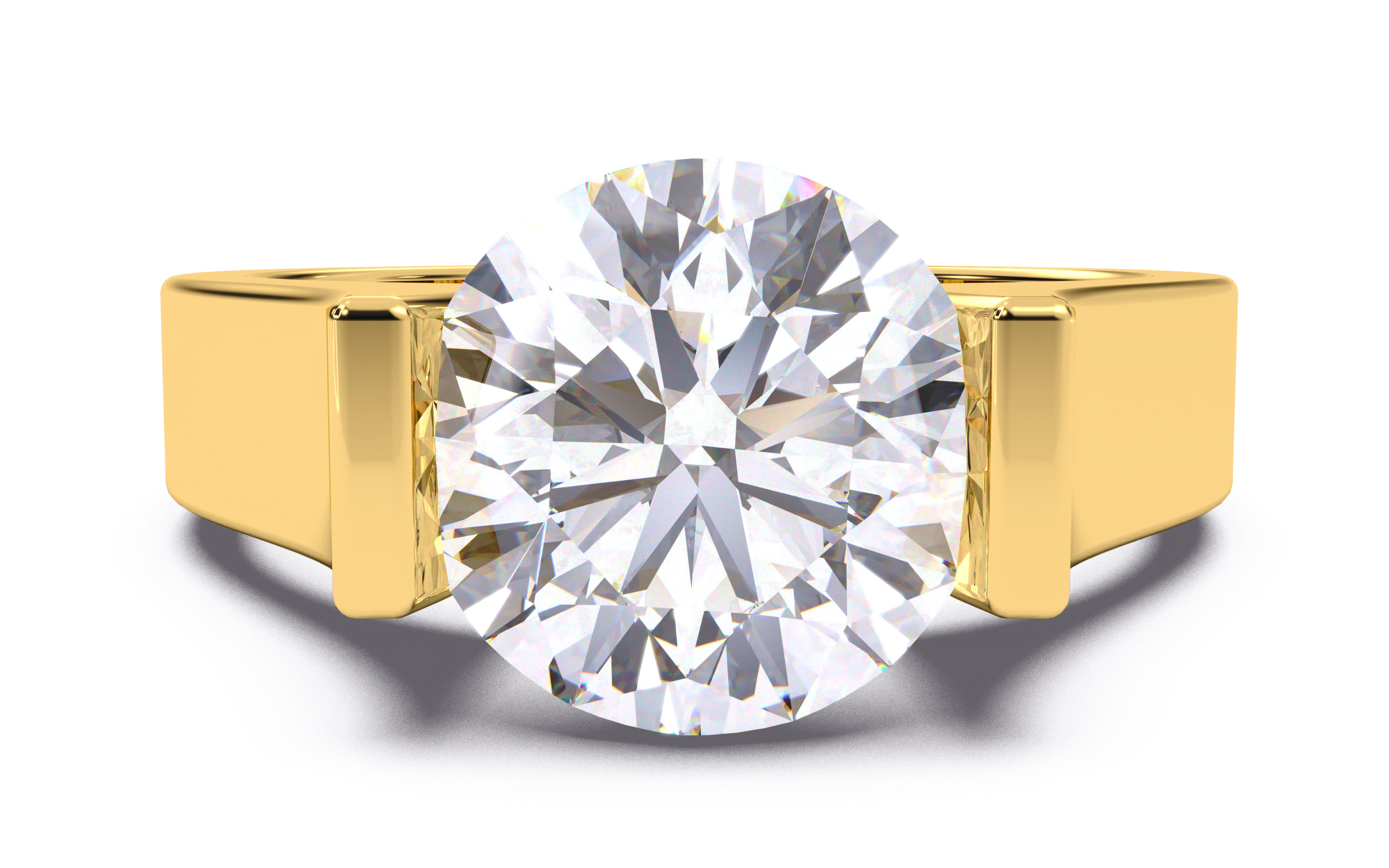 Round Diamond Tension Setting Solitaire Ring  3D print model_21
