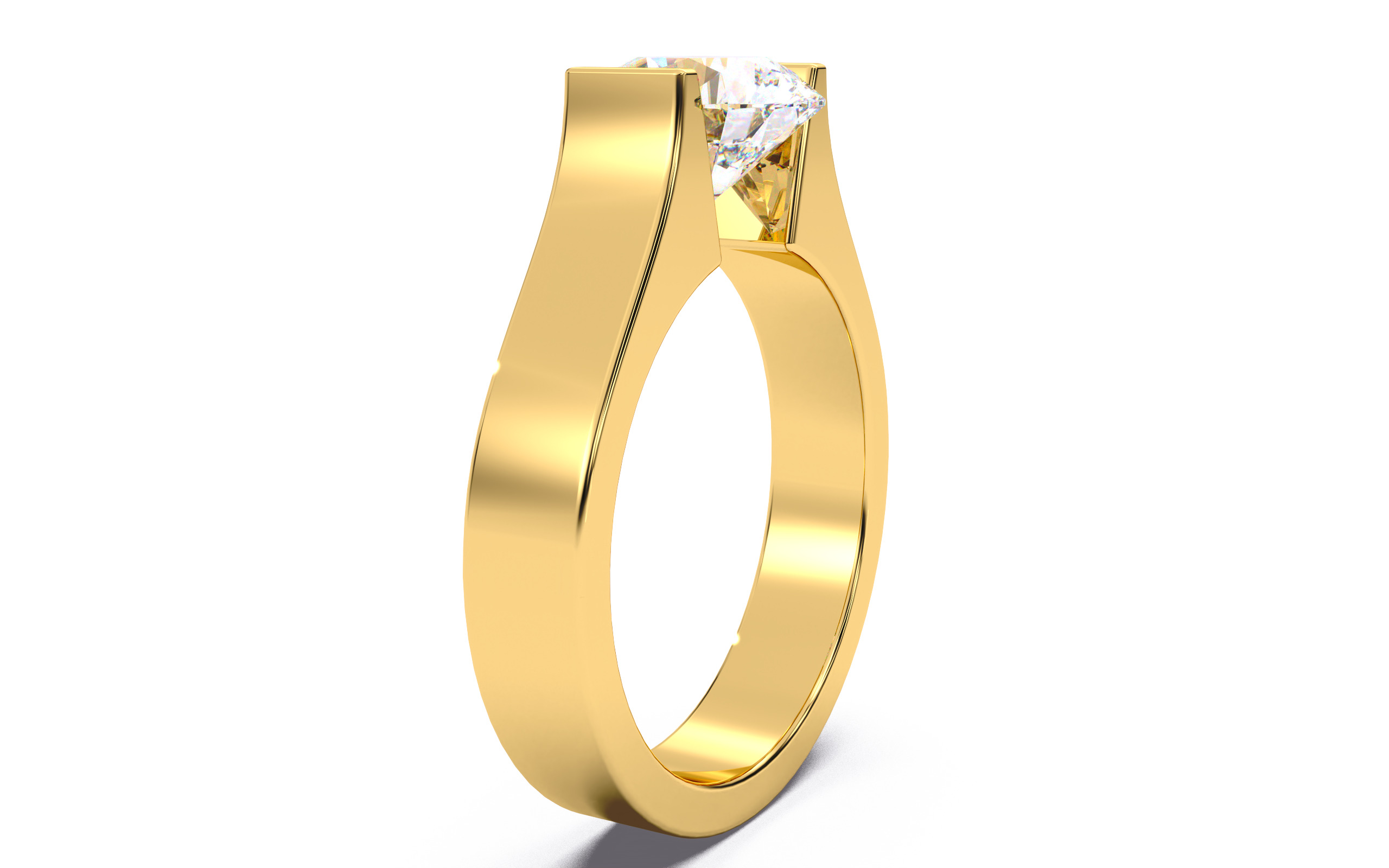 Round Diamond Tension Setting Solitaire Ring  3D print model_13