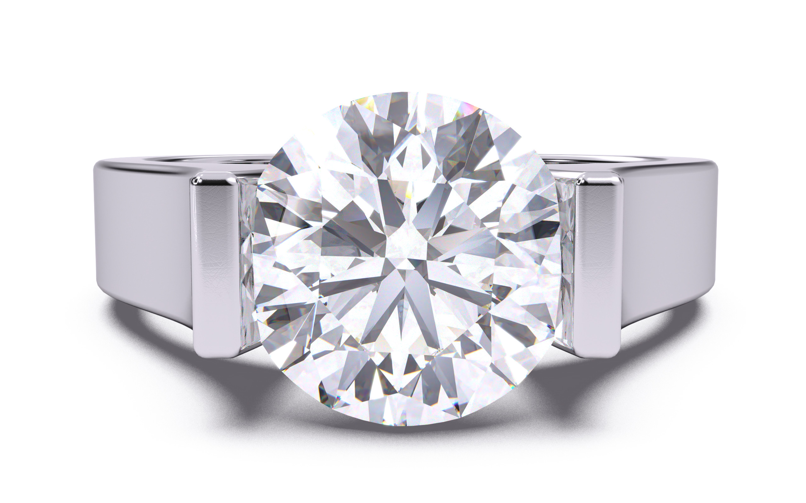 Round Diamond Tension Setting Solitaire Ring  3D print model_19