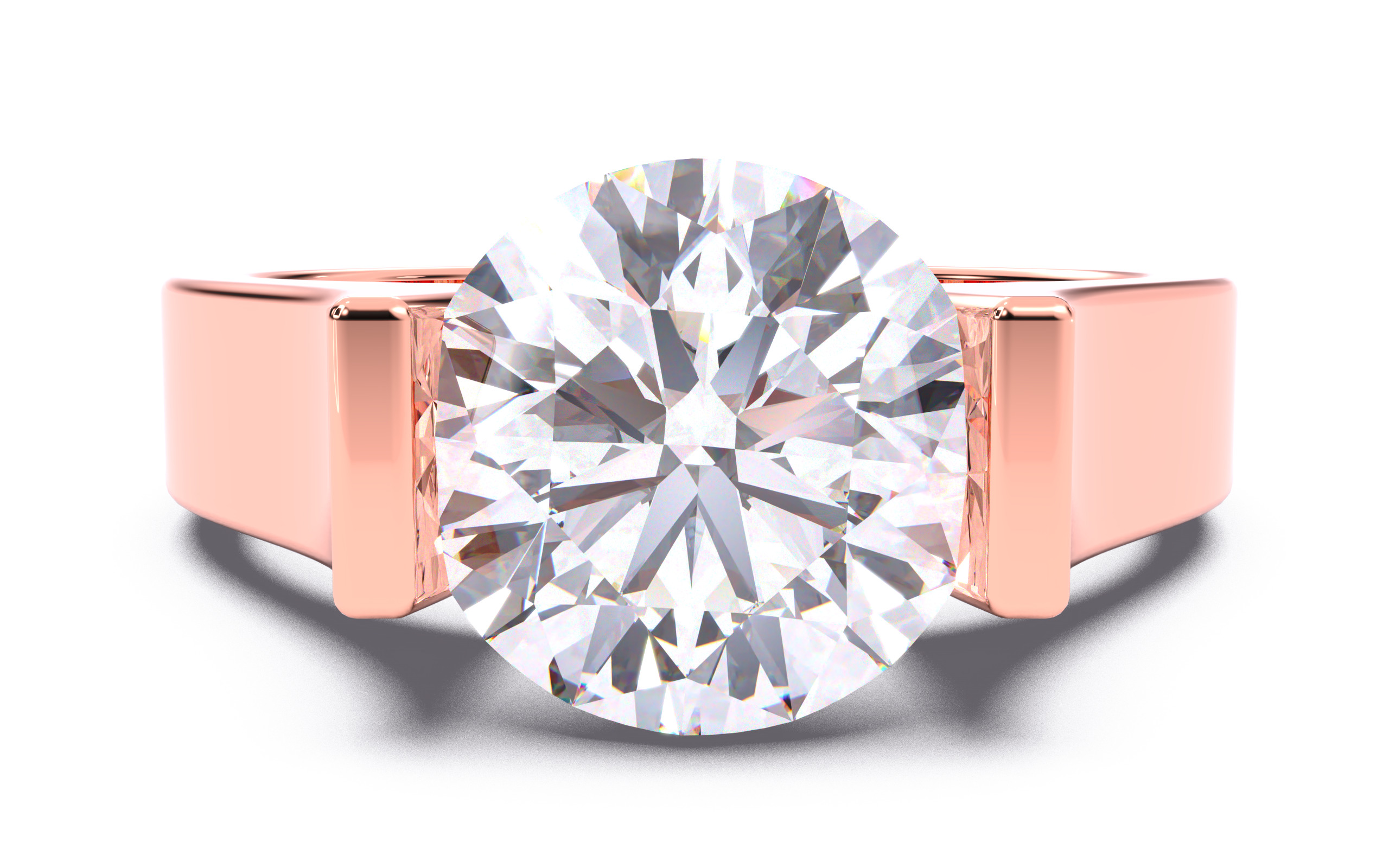 Round Diamond Tension Setting Solitaire Ring  3D print model_12