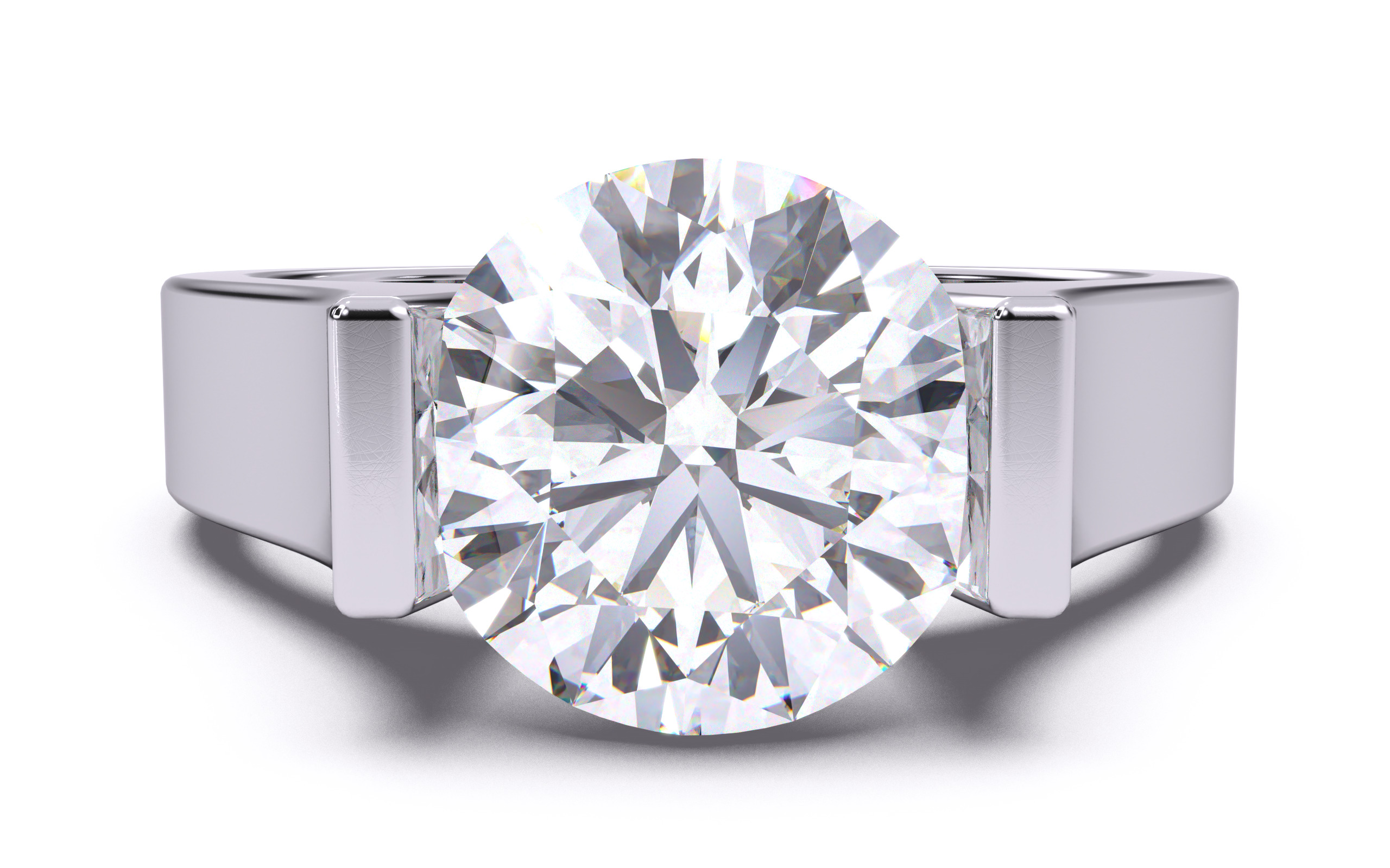 Round Diamond Tension Setting Solitaire Ring  3D print model_18