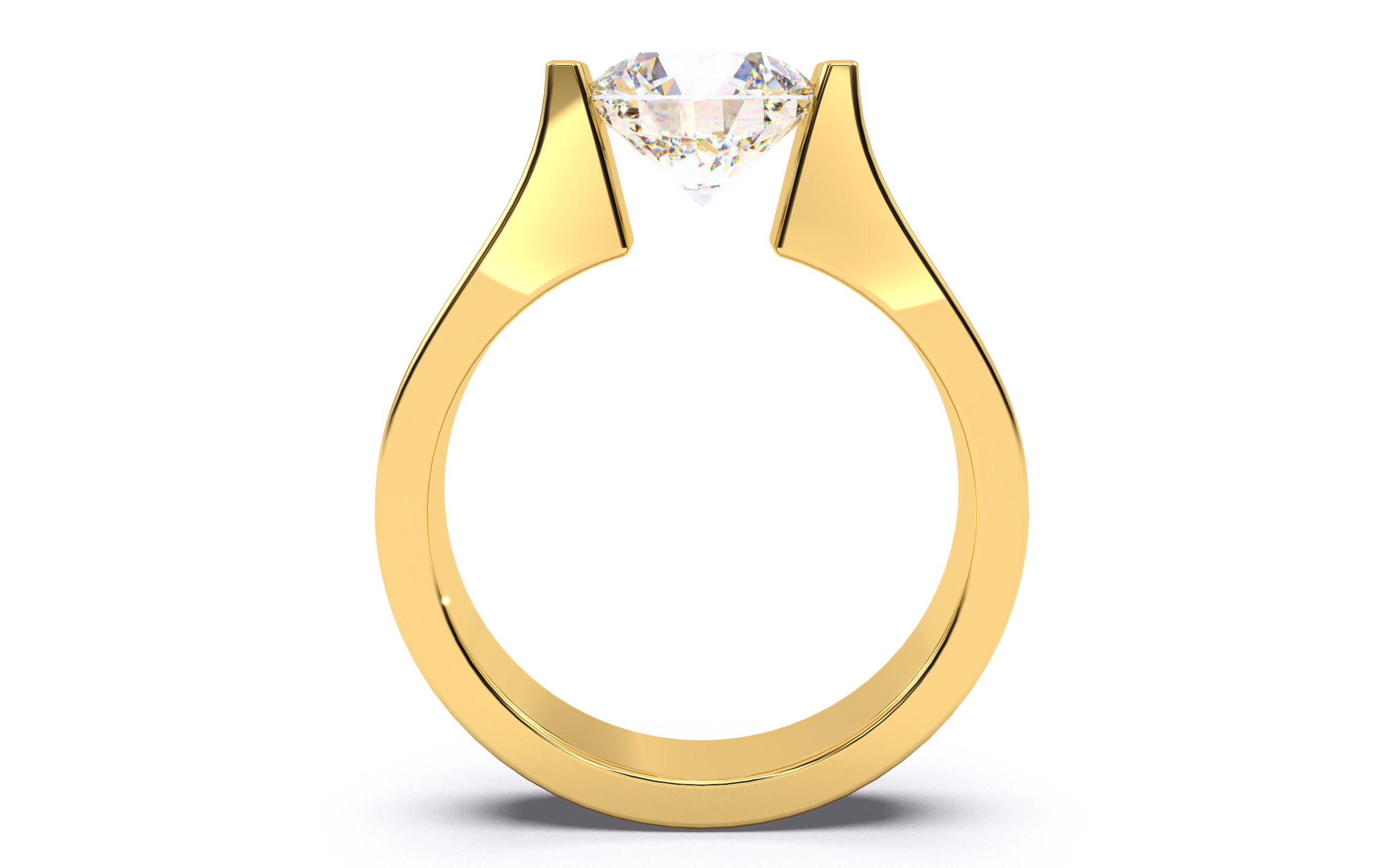 Round Diamond Tension Setting Solitaire Ring  3D print model_22