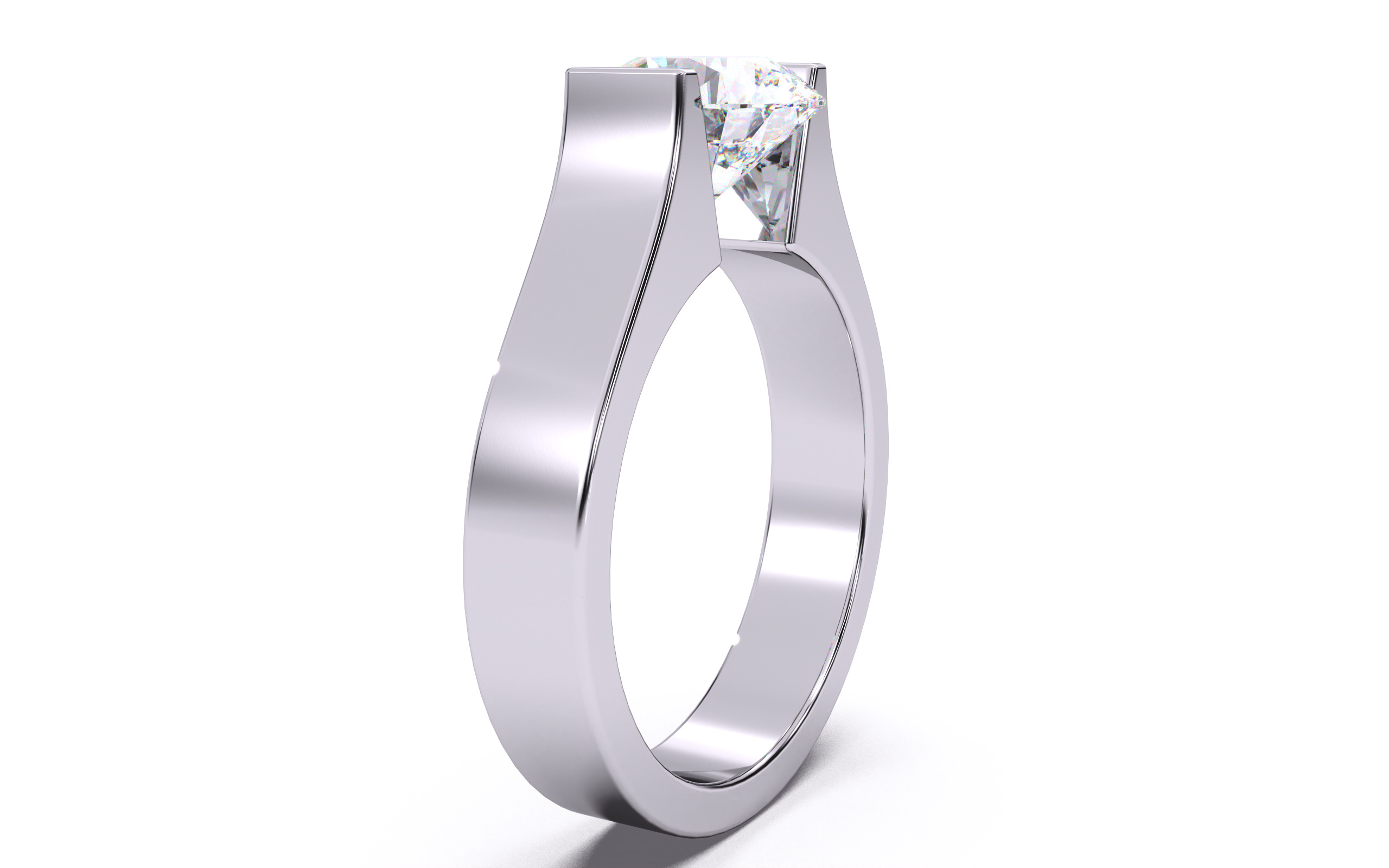 Round Diamond Tension Setting Solitaire Ring  3D print model_14