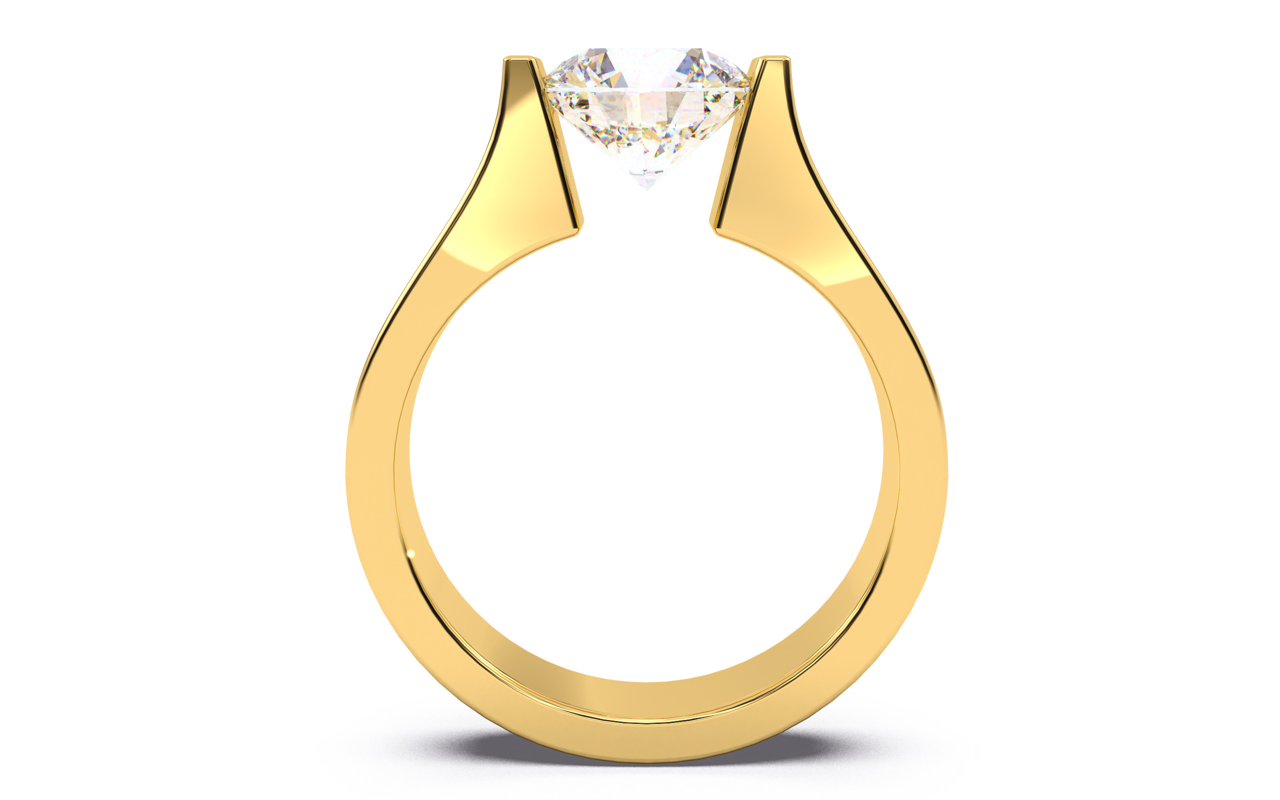 Round Diamond Tension Setting Solitaire Ring  3D print model_23