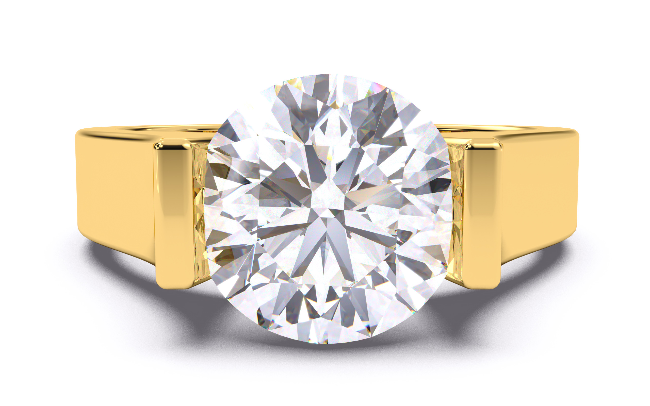 Round Diamond Tension Setting Solitaire Ring  3D print model_20
