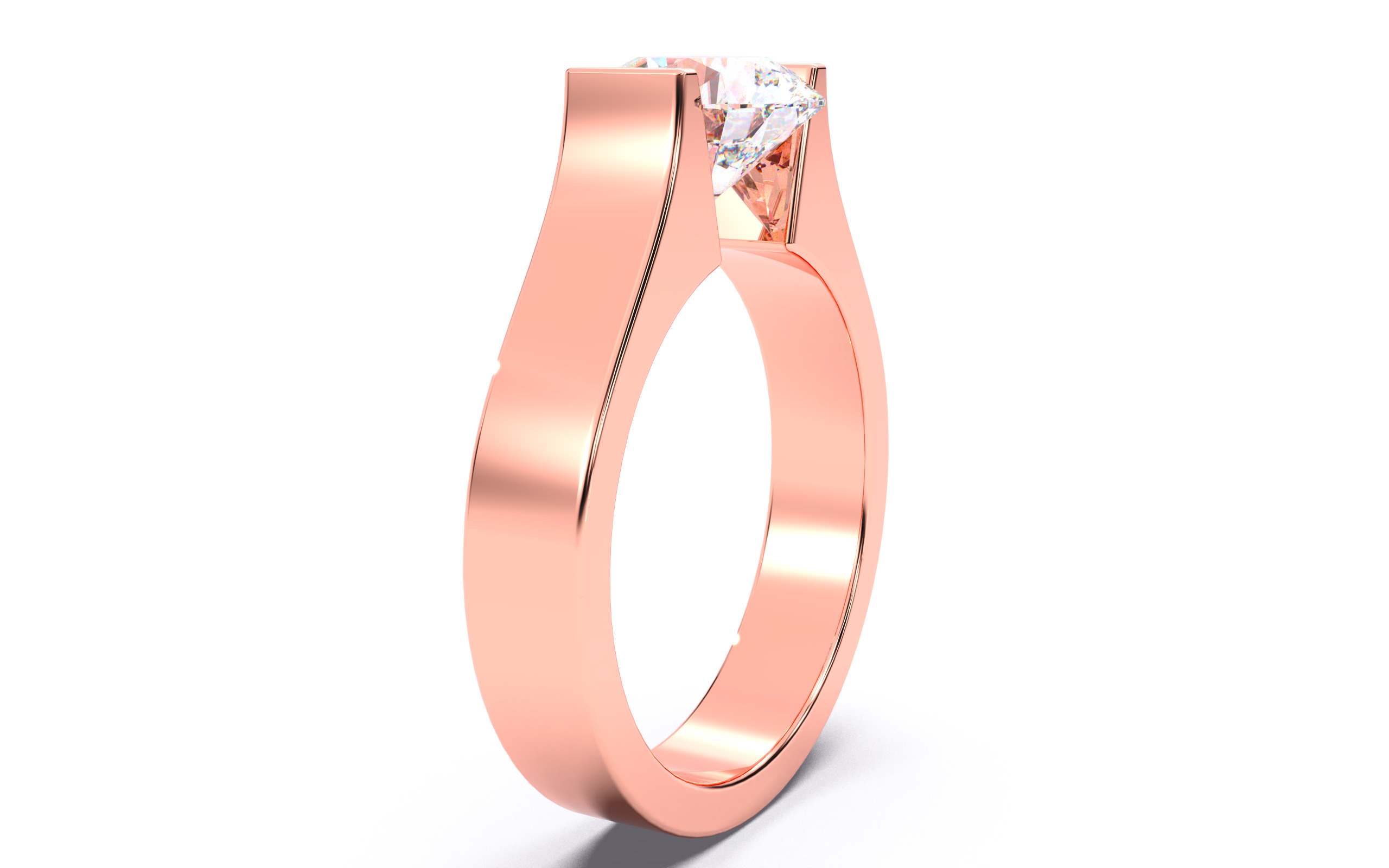 Round Diamond Tension Setting Solitaire Ring  3D print model_16