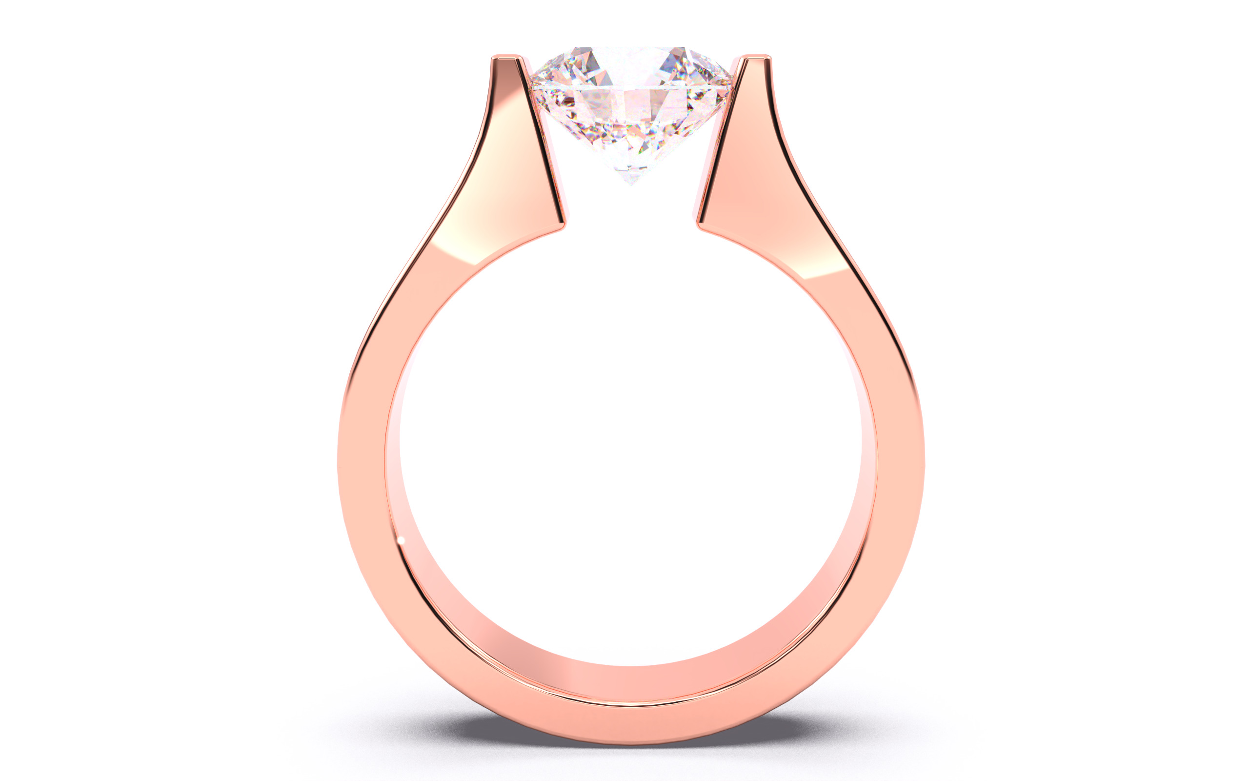Round Diamond Tension Setting Solitaire Ring  3D print model_3