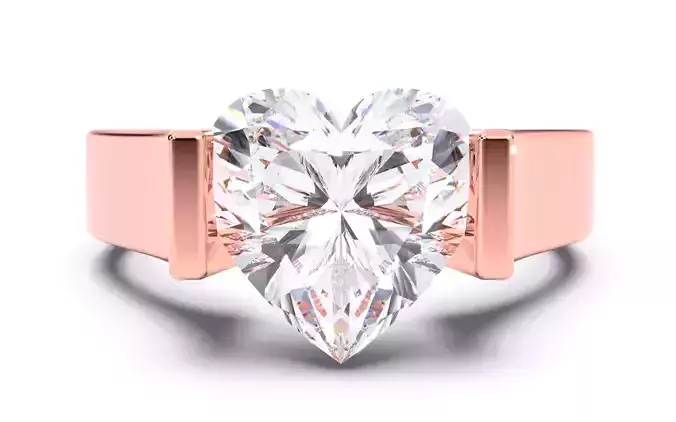 Heart Diamond Tension Setting Solitaire Ring 