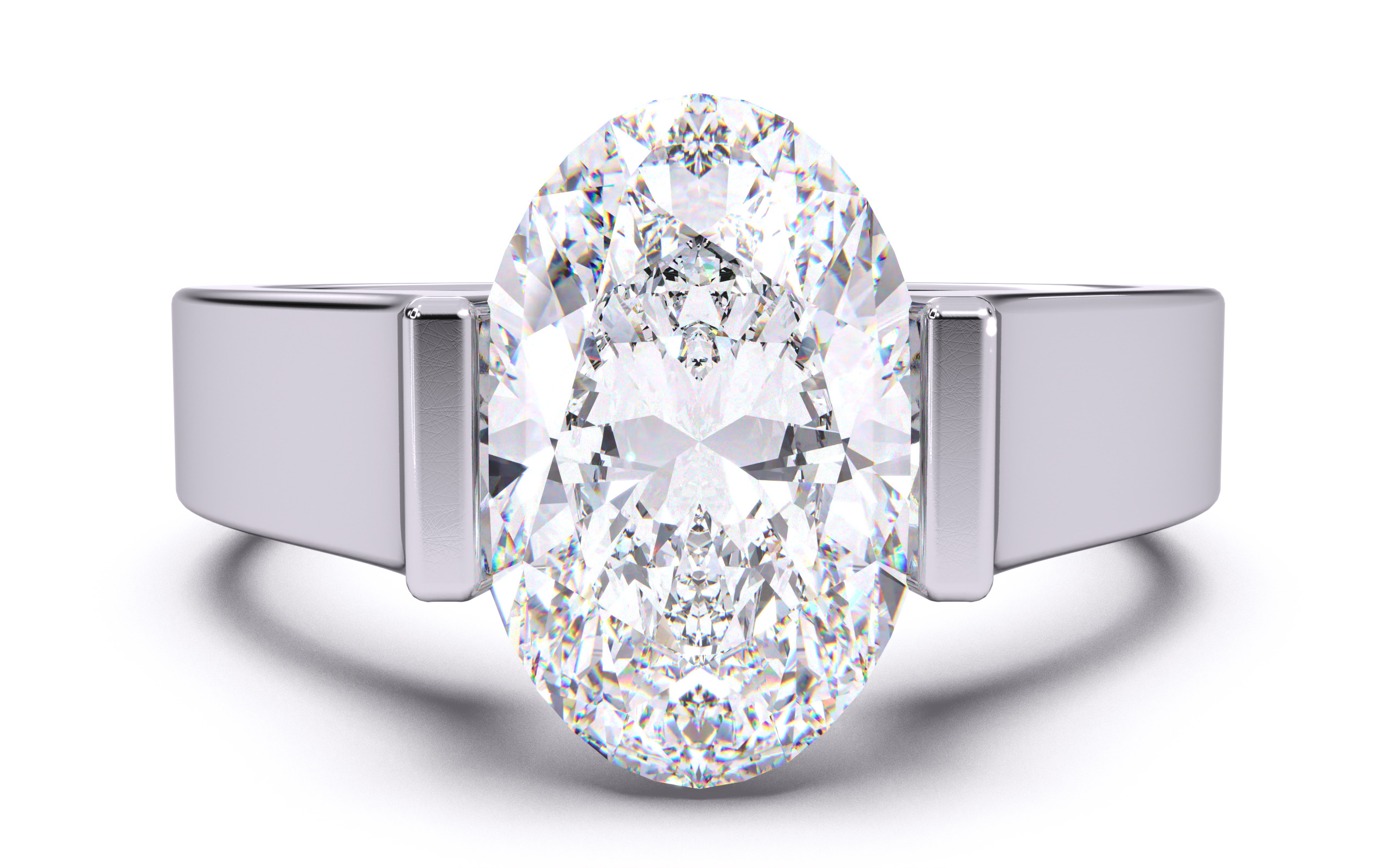 Oval Diamond Tension Setting Solitaire Ring 3D print model_18