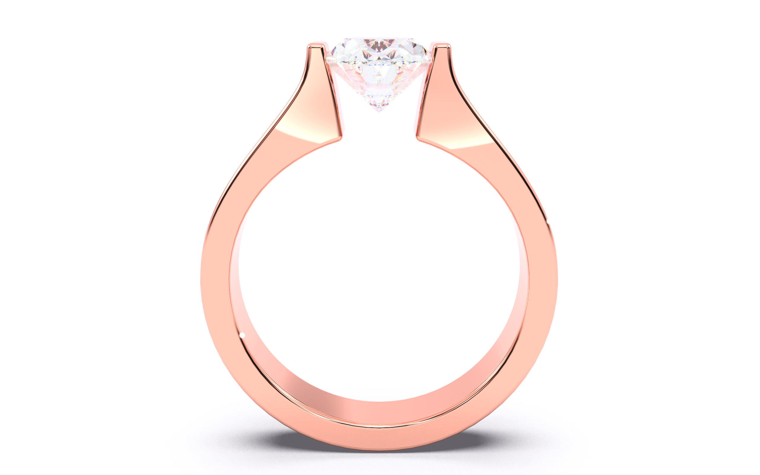 Oval Diamond Tension Setting Solitaire Ring 3D print model_3