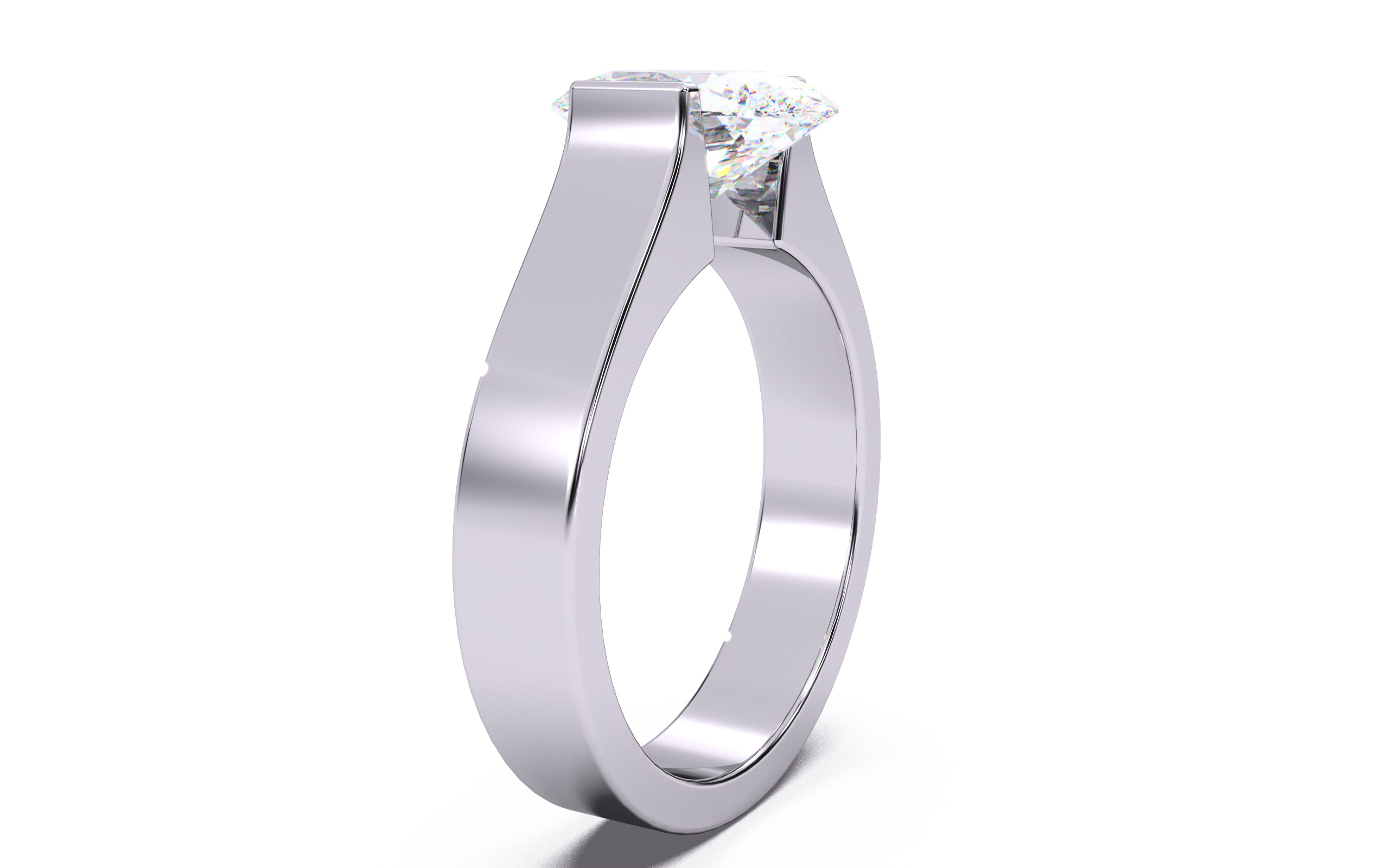 Oval Diamond Tension Setting Solitaire Ring 3D print model_15