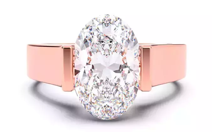 Oval Diamond Tension Setting Solitaire Ring  3D print model