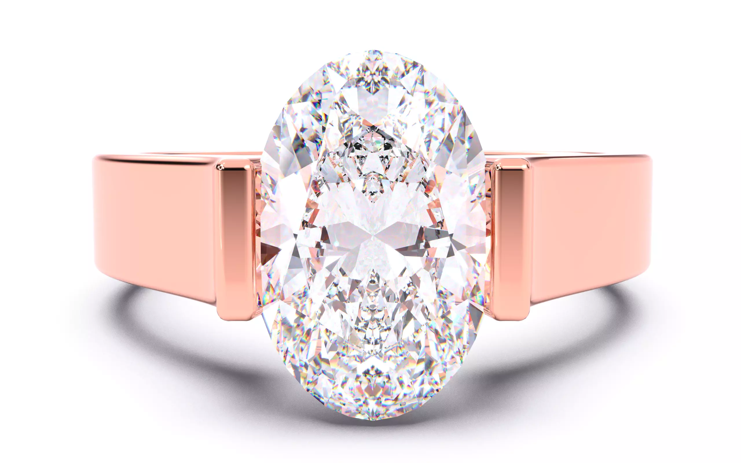 Oval Diamond Tension Setting Solitaire Ring 3D print model_0