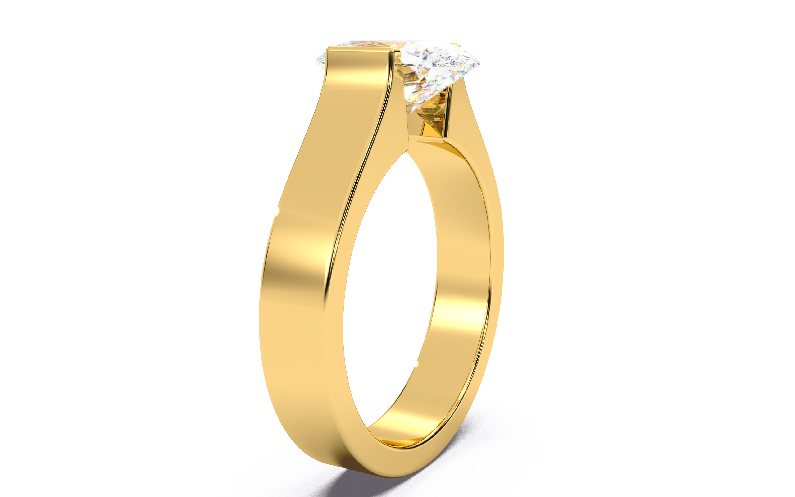Oval Diamond Tension Setting Solitaire Ring 3D print model_13
