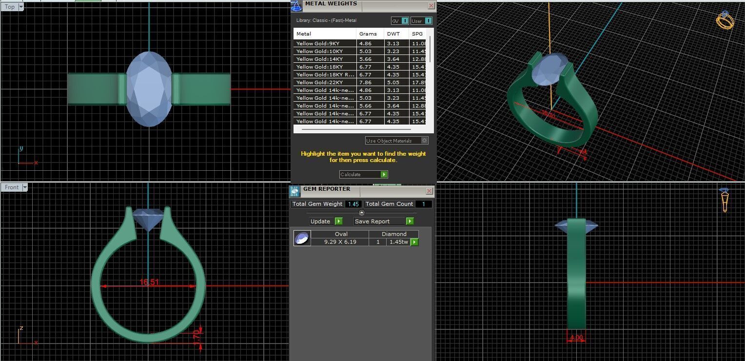 Oval Diamond Tension Setting Solitaire Ring 3D print model_1