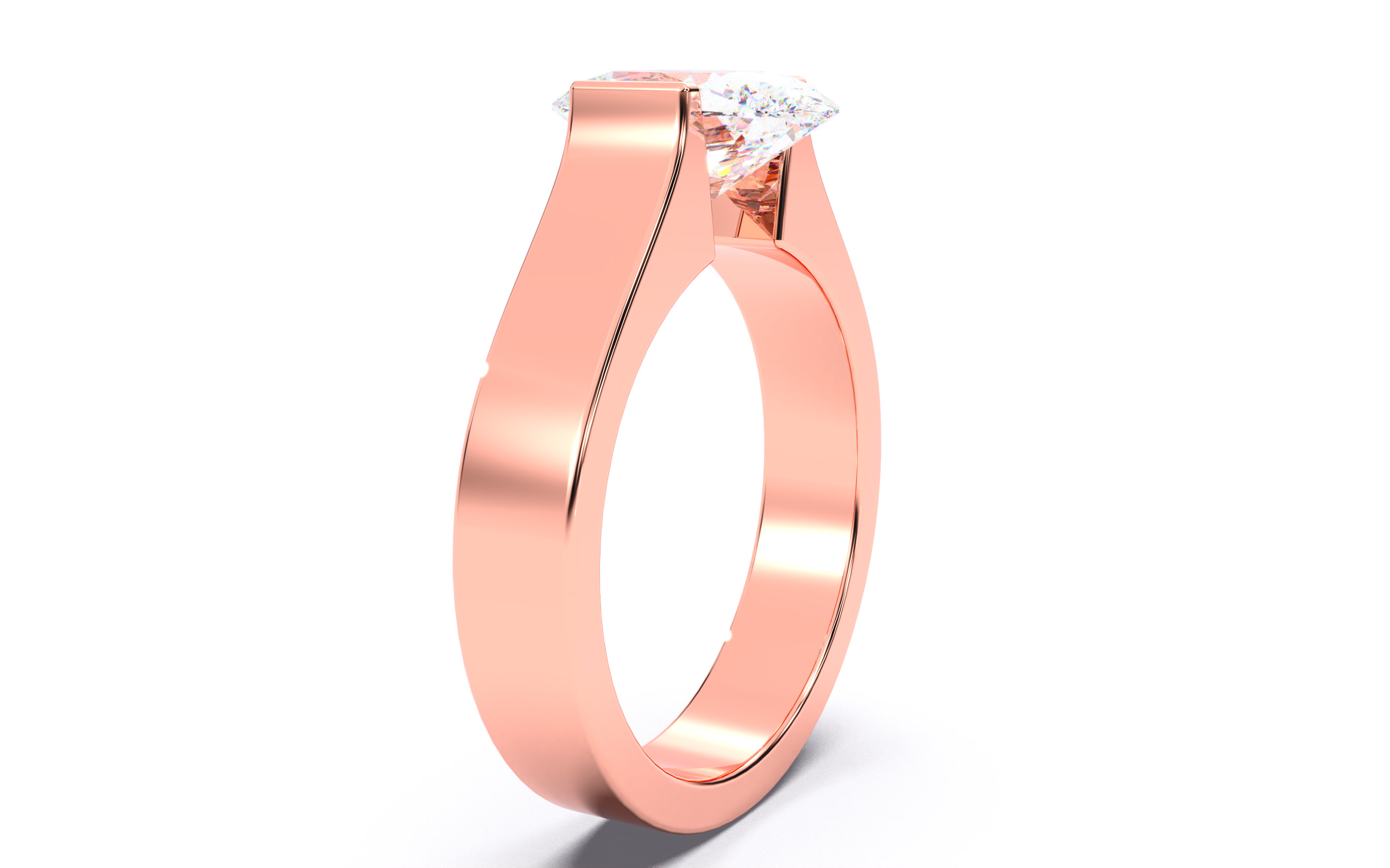 Oval Diamond Tension Setting Solitaire Ring 3D print model_16